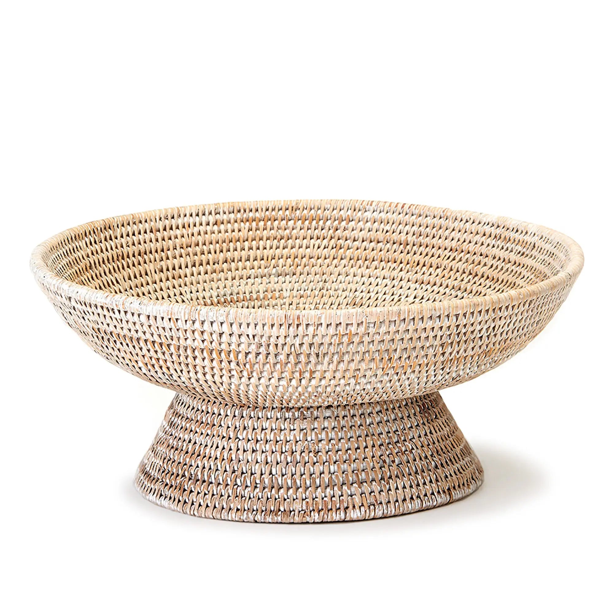 Burma Rattan Offering Bowl | Whitewash