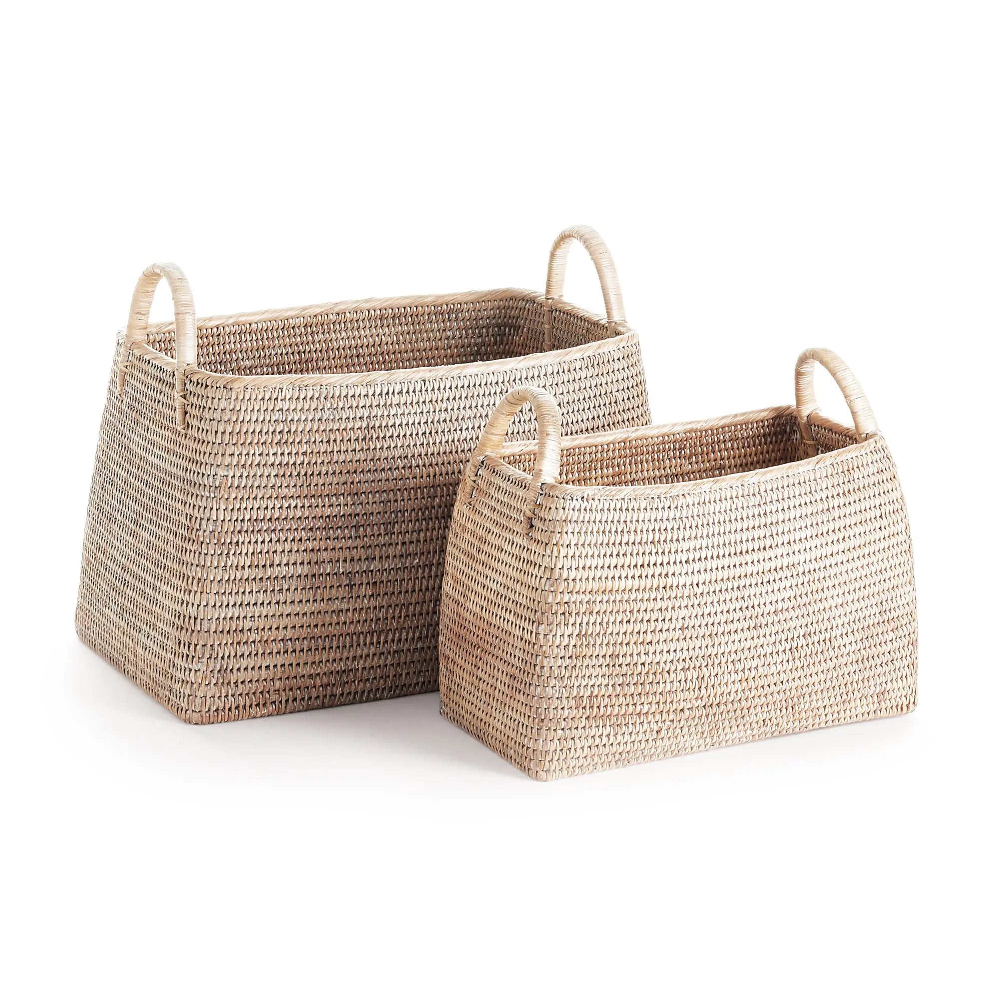 Handwoven Wicker Magazine Holders - Whitewash
