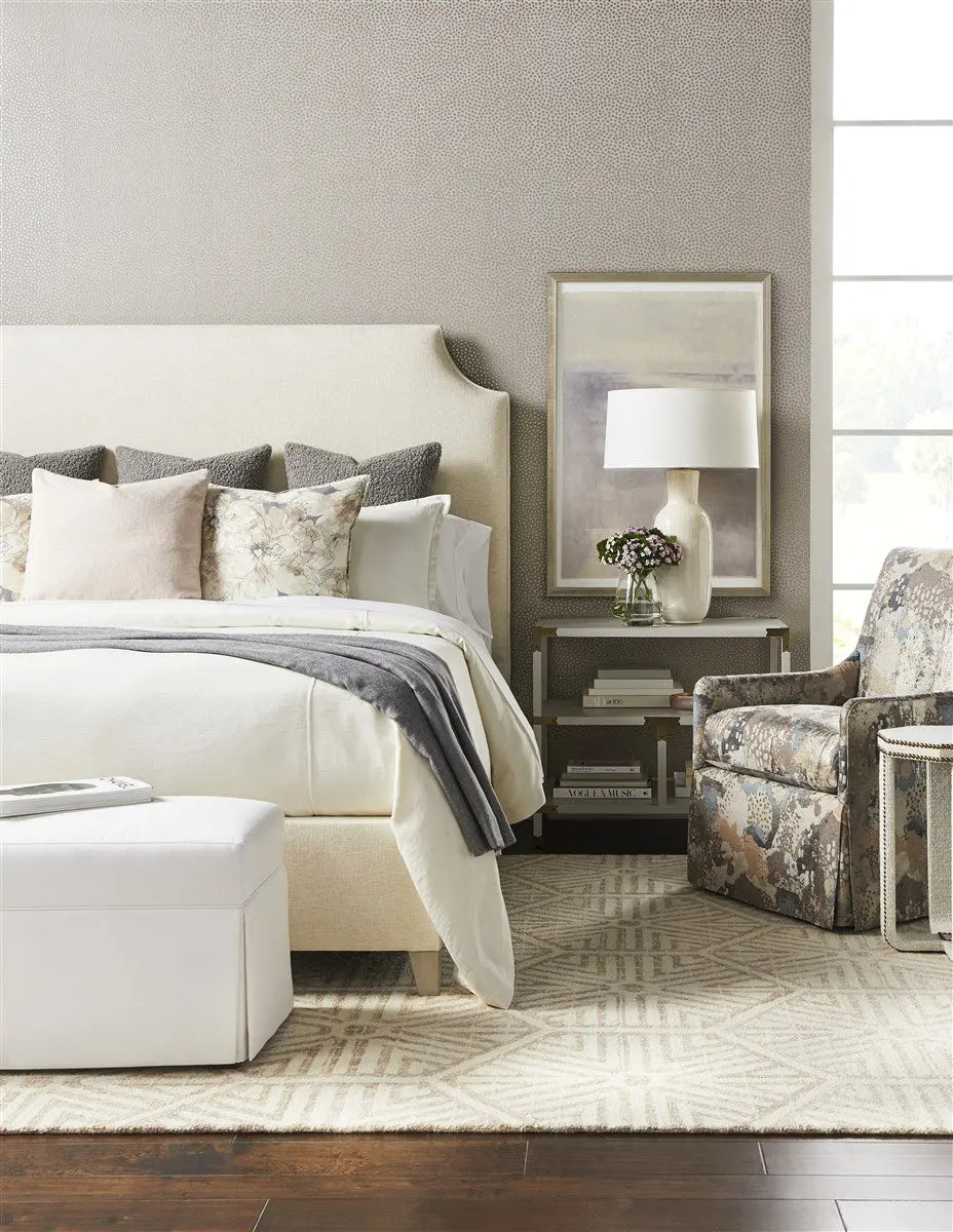 Personalized Upholstered Bench - Tideway Bone Performance Fabric - Villa Decor & Design