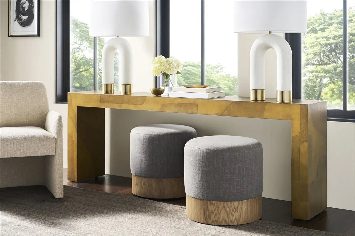 Calder Console - 86" Laser-Cut Multi-Layered Brass Graphic Console - Villa Decor & Design