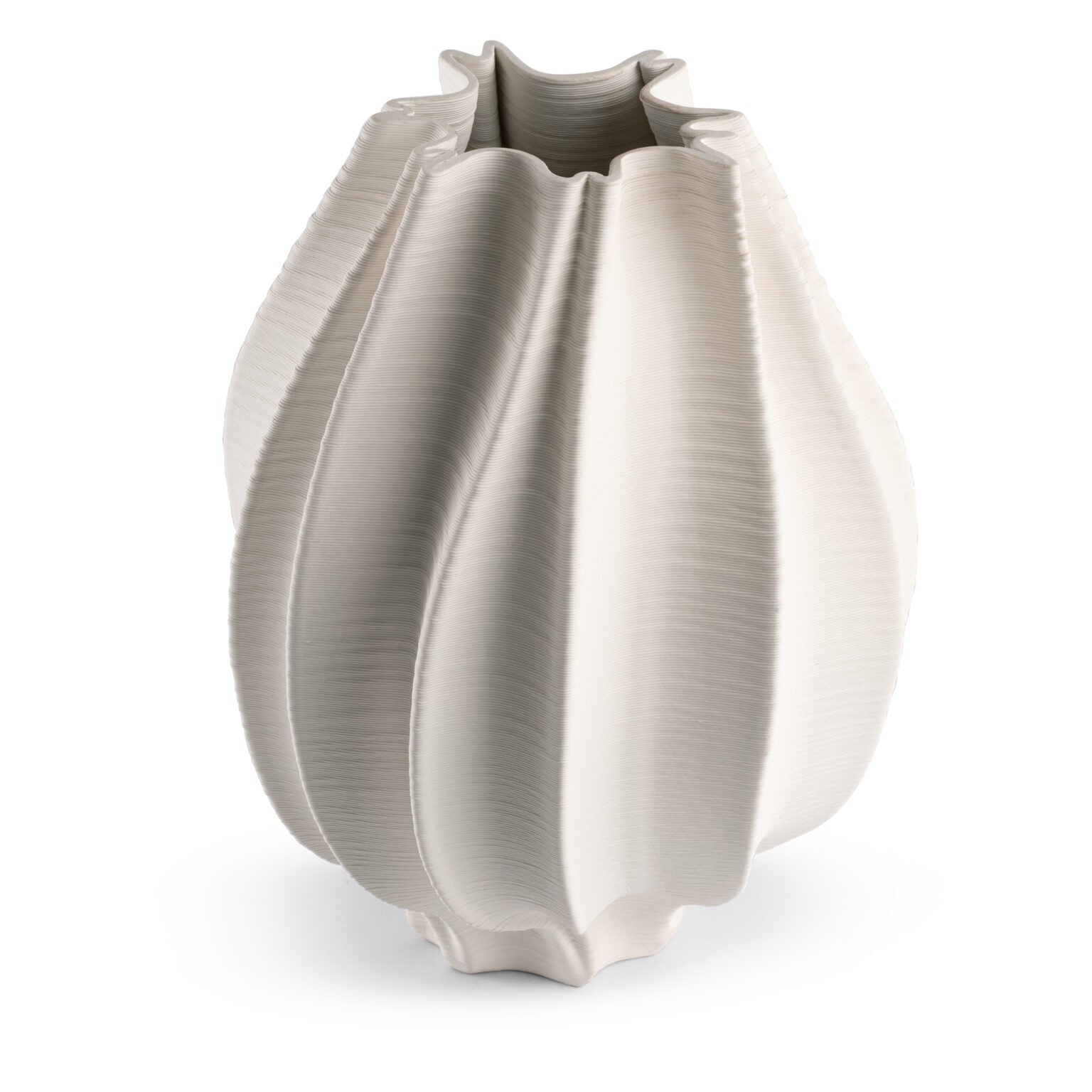 Callie Ceramic Vase - Sculptural Off-White Ridged Vessel (Small or Large) - Villa Decor & Design