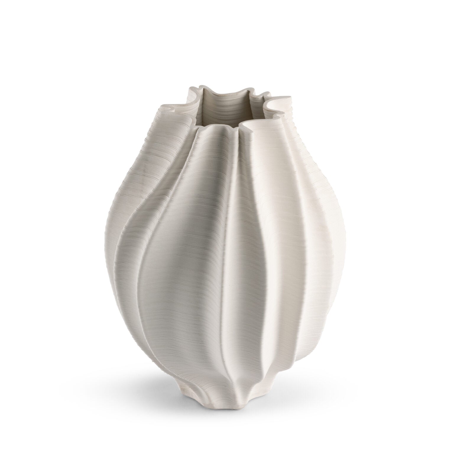 Callie Ceramic Vase - Sculptural Off-White Ridged Vessel (Small or Large) - Villa Decor & Design