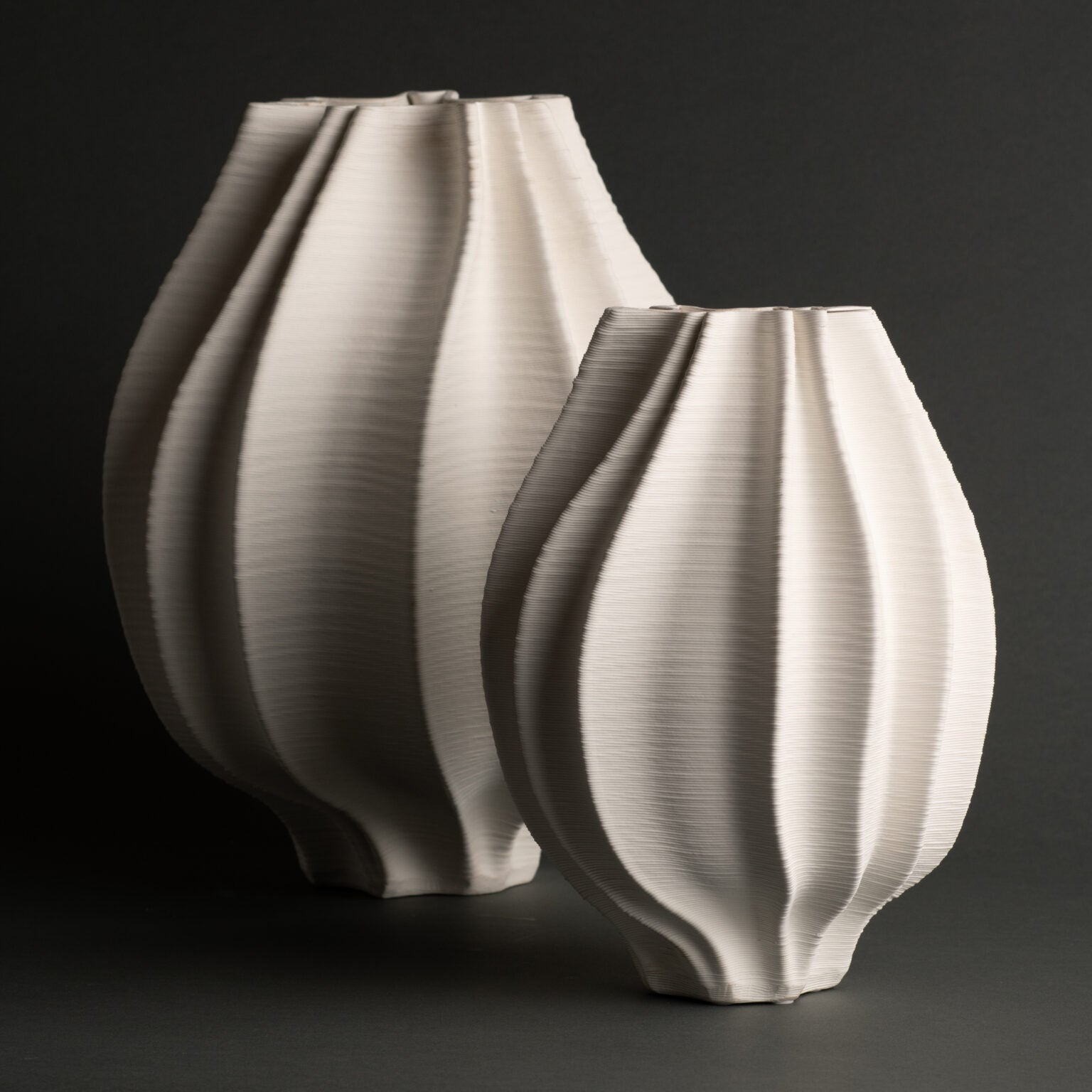 Callie Ceramic Vase - Sculptural Off-White Ridged Vessel (Small or Large) - Villa Decor & Design