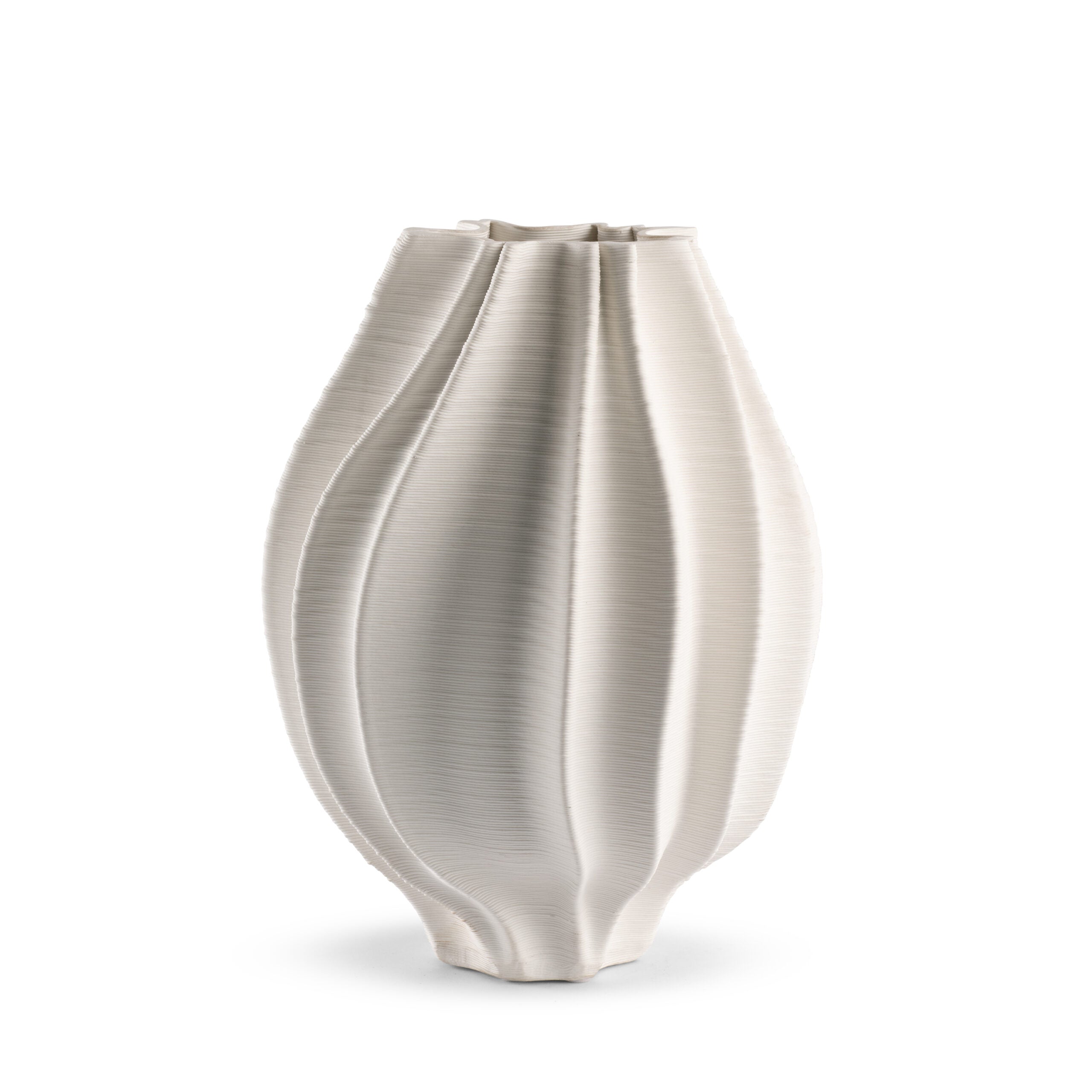 Callie Ceramic Vase - Sculptural Off-White Ridged Vessel (Small or Large) - Villa Decor & Design