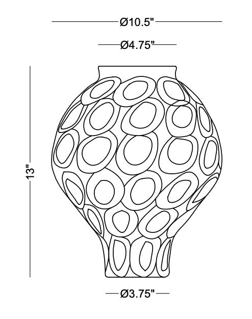 Tessa Vase - Black Circular Patterned Ceramic Vase - Villa Decor & Design