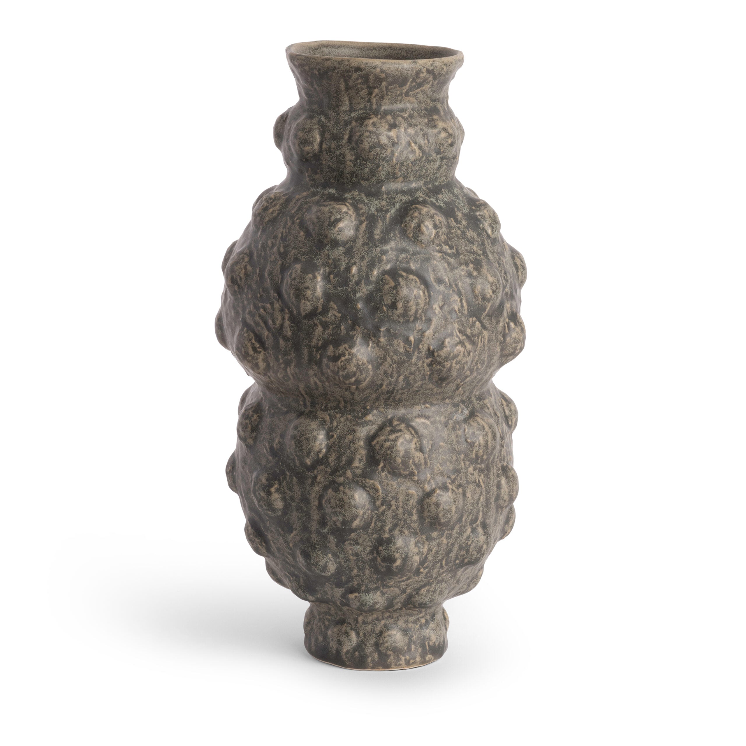 Tobias Sculptural Vase - 18" Weathered Gray & Brown Ceramic Statement Piece