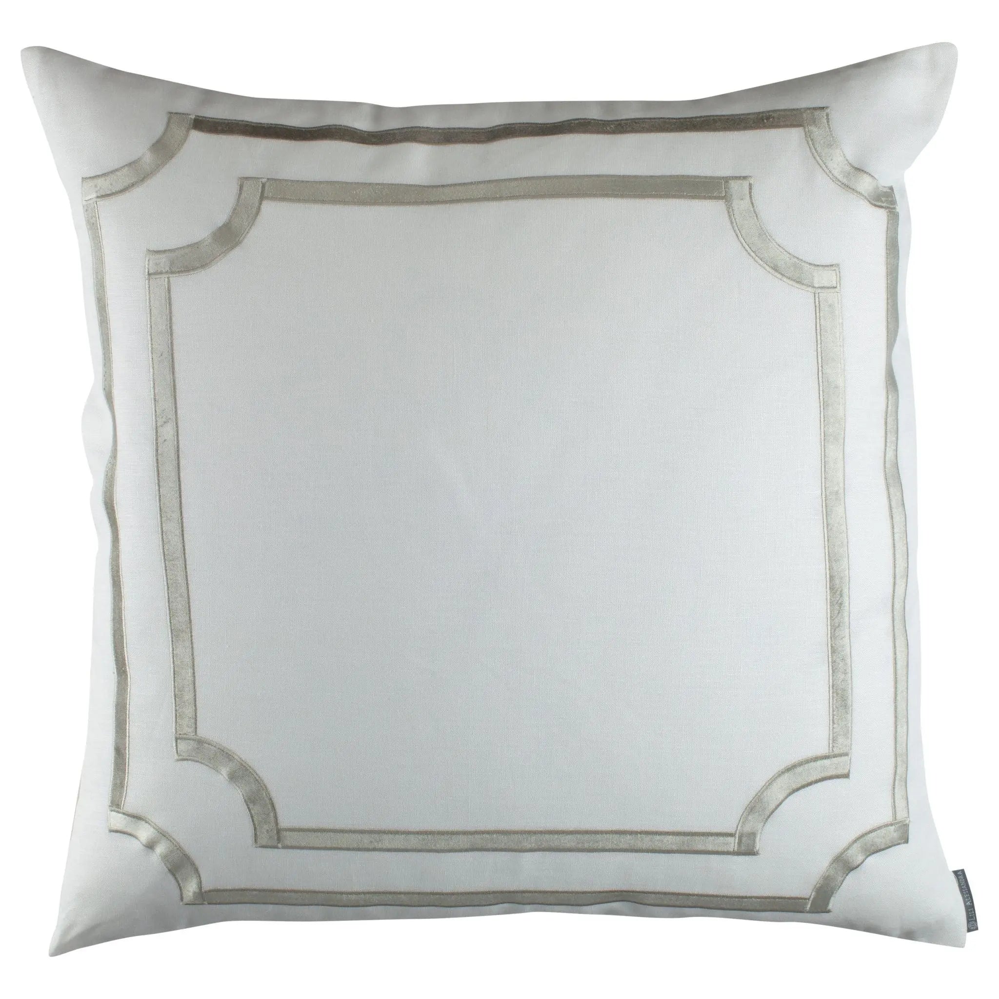 SoHo European Pillow with Ice Silver Velvet Trim - Villa Decor Design & Style