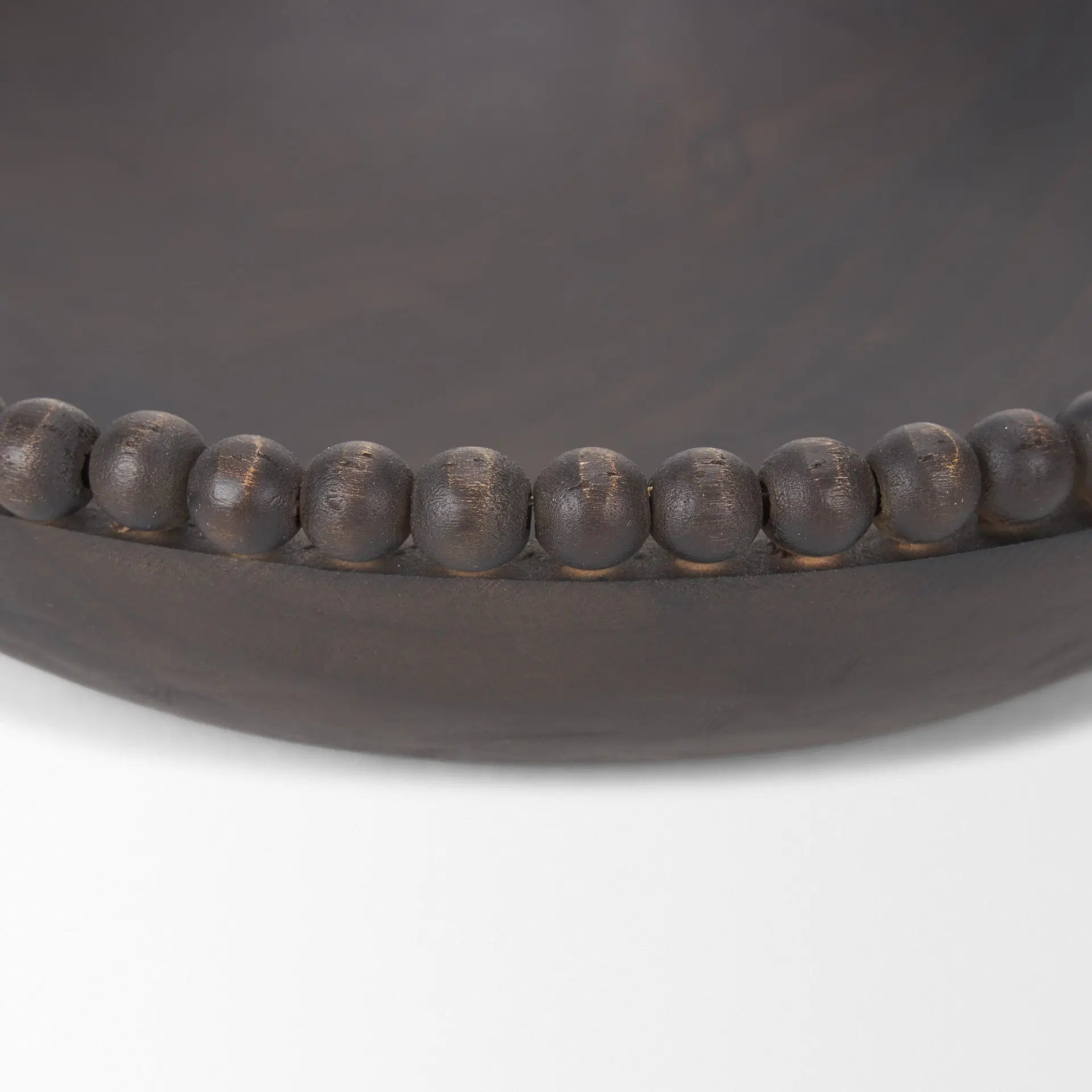 Wendell Wood Beaded Round Bowls - Set of 2 | Solid Wood Decorative Accents Mercana