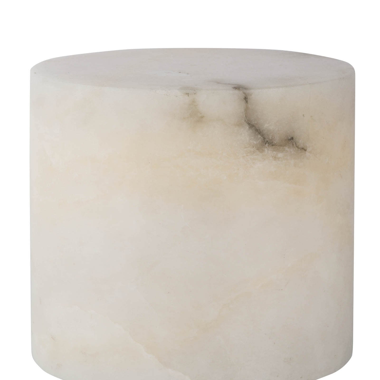 Hazel Alabaster Uplight, a small decorative lamp made from translucent natural alabaster stone, directing light upwards.