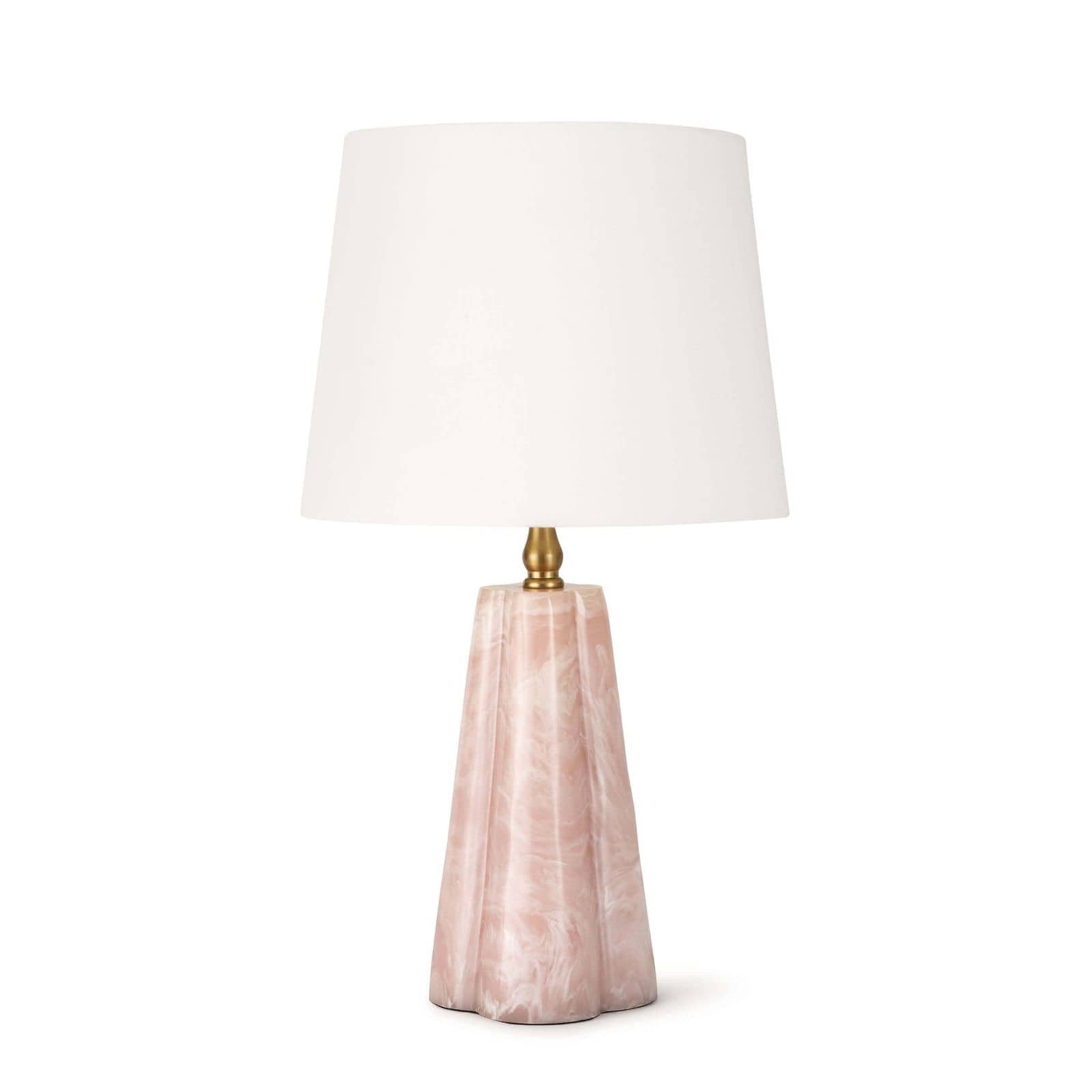 Joelle Mini Lamp - rose resin accent table lamp with sculptural base and linen shade for modern glam interior lighting