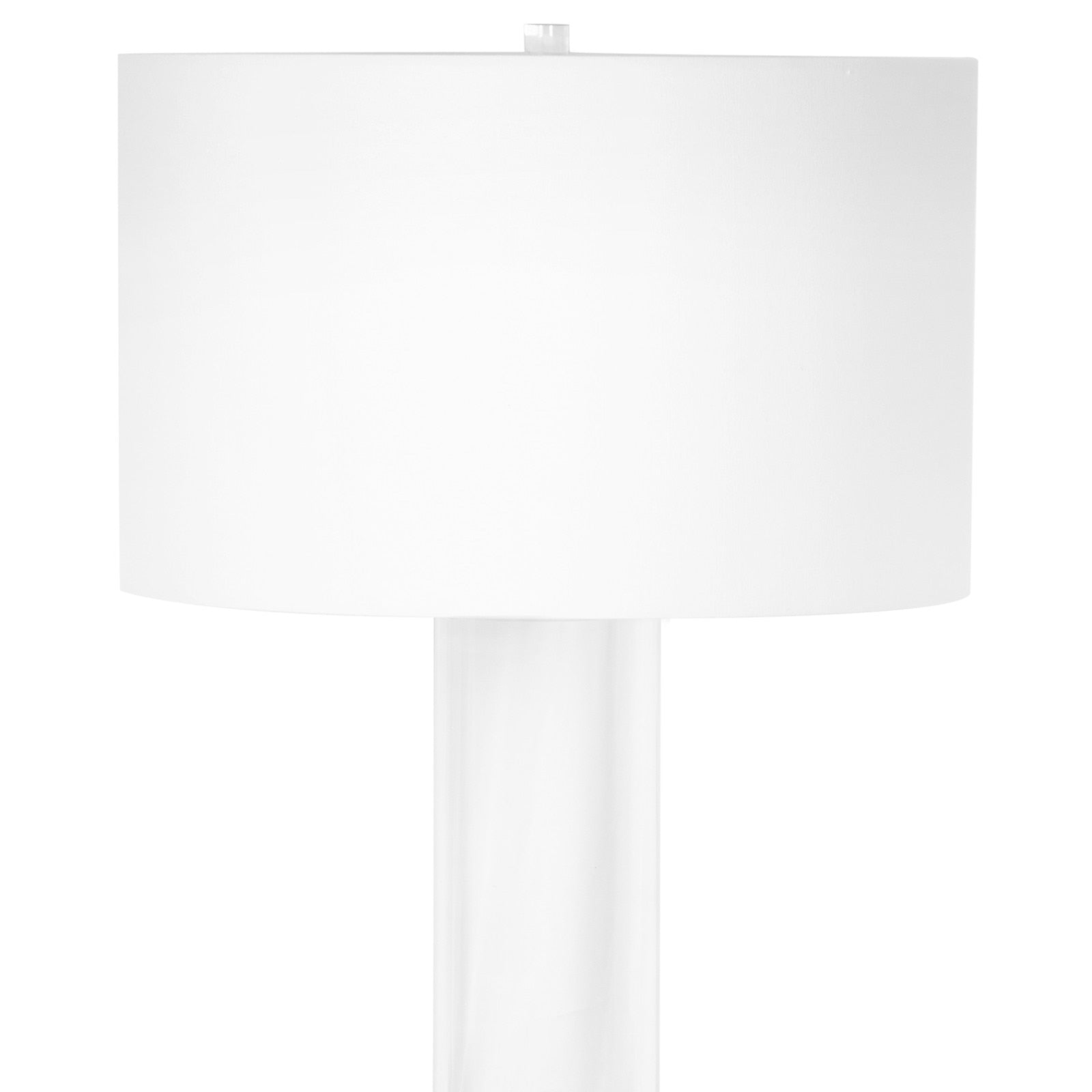 White table lamp with a rectangular shade on a white background