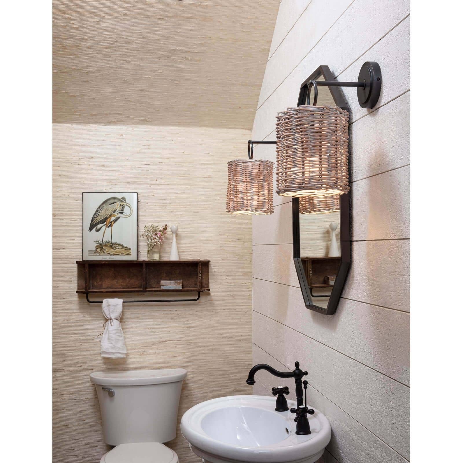 Regina Andrew Nantucket Sconce with woven rattan shade