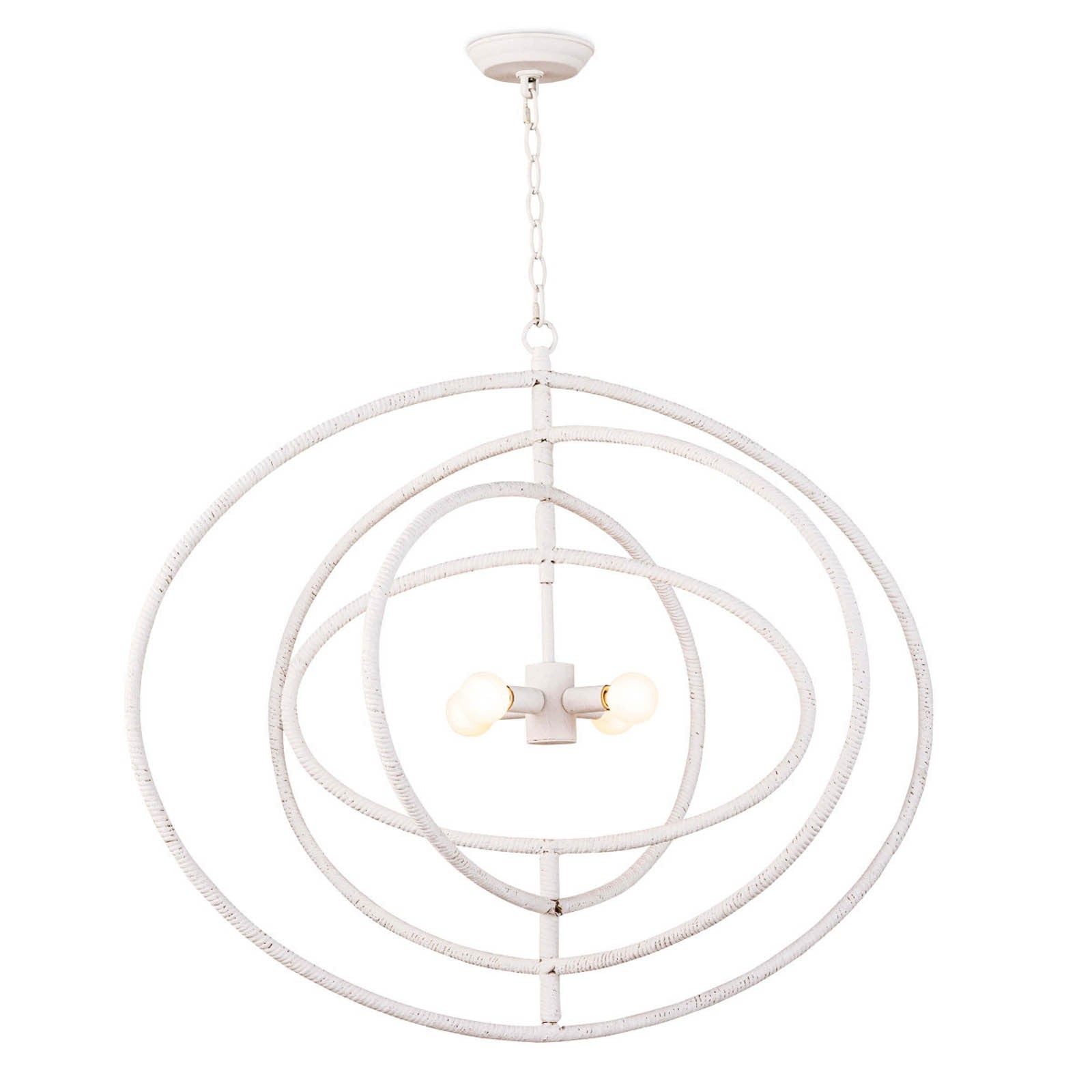 White circular chandelier on a white background
