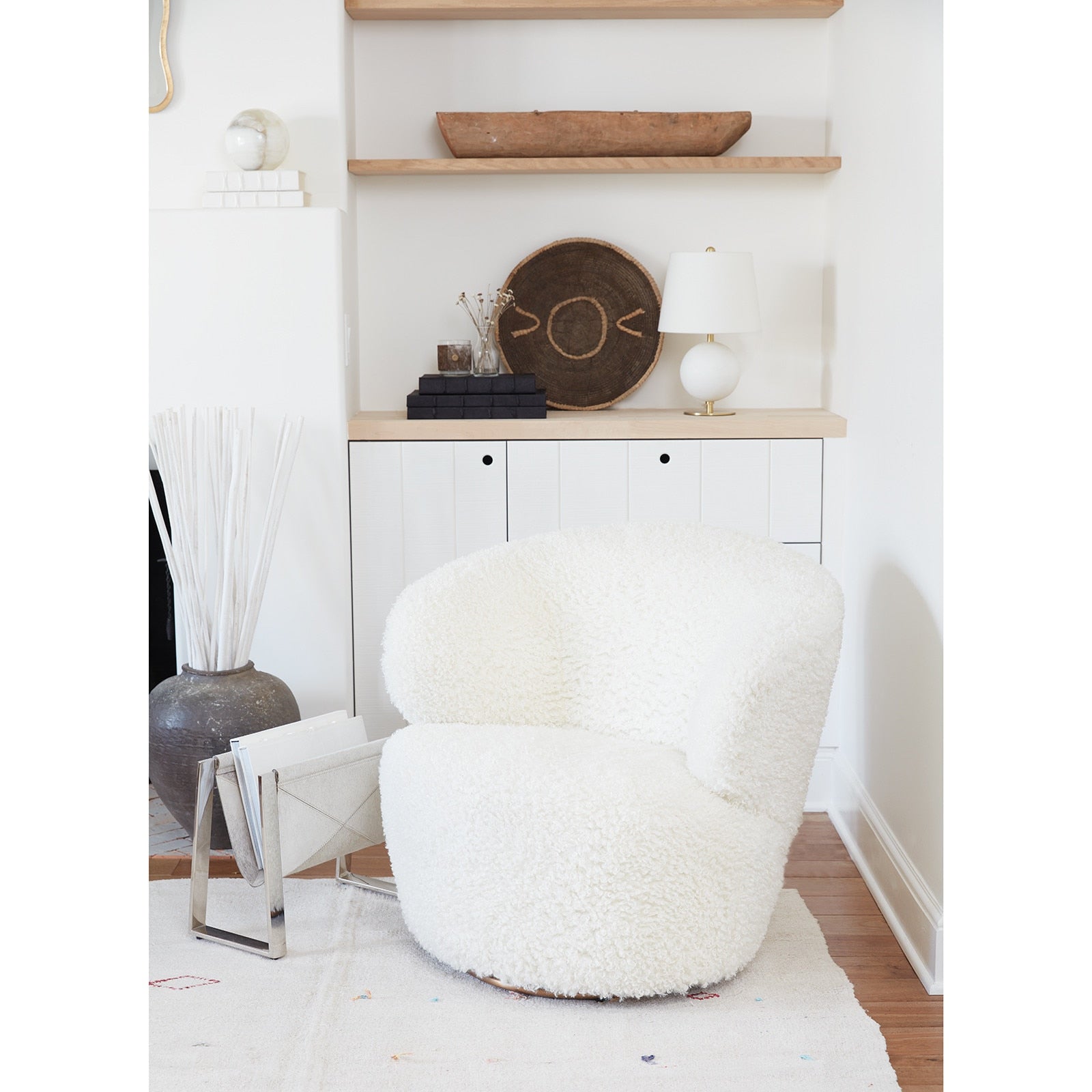 Regina Andrew Andres Hair on Hide Magazine Rack with brass frame and genuine hide detail