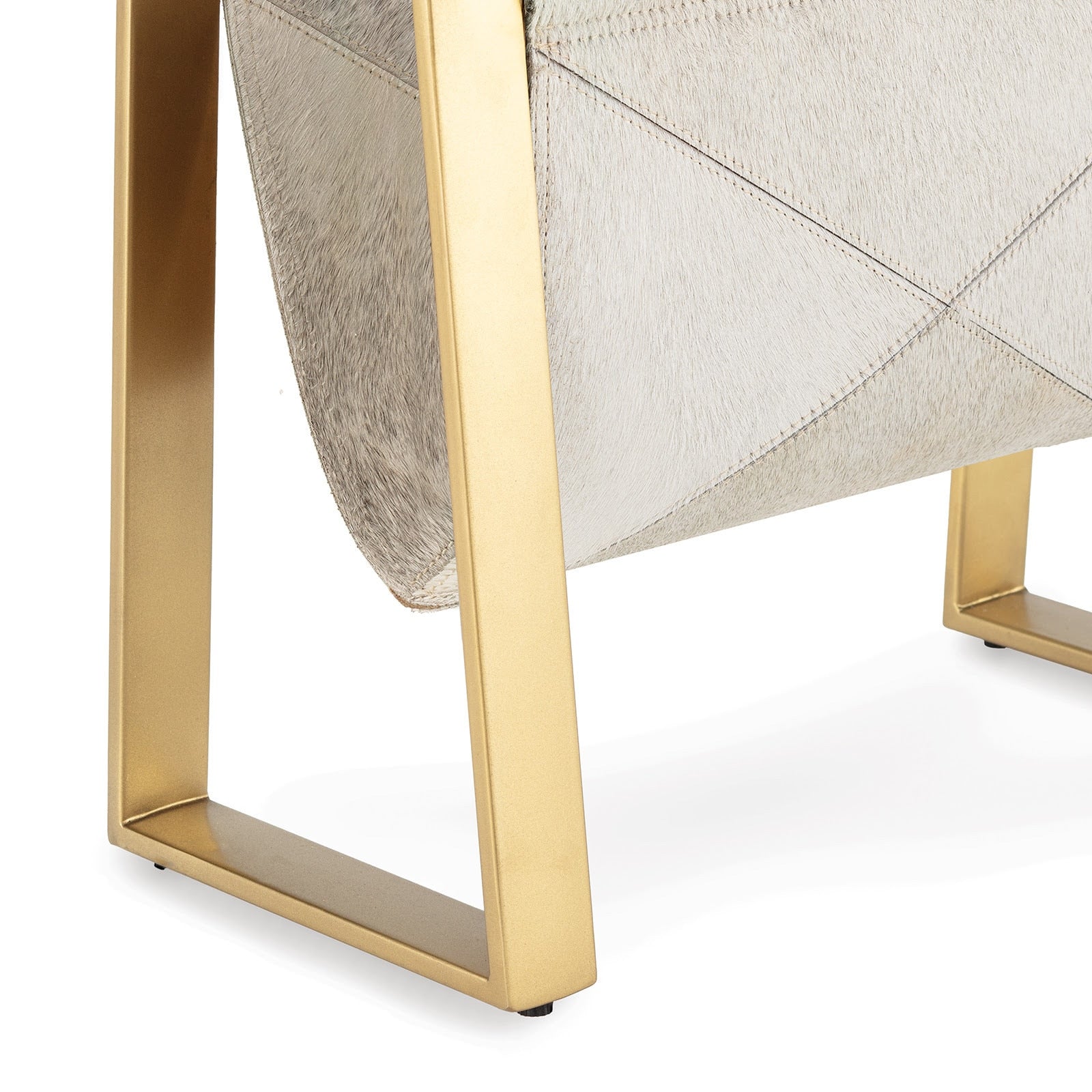 Regina Andrew Andres Hair on Hide Magazine Rack with brass frame and genuine hide detail