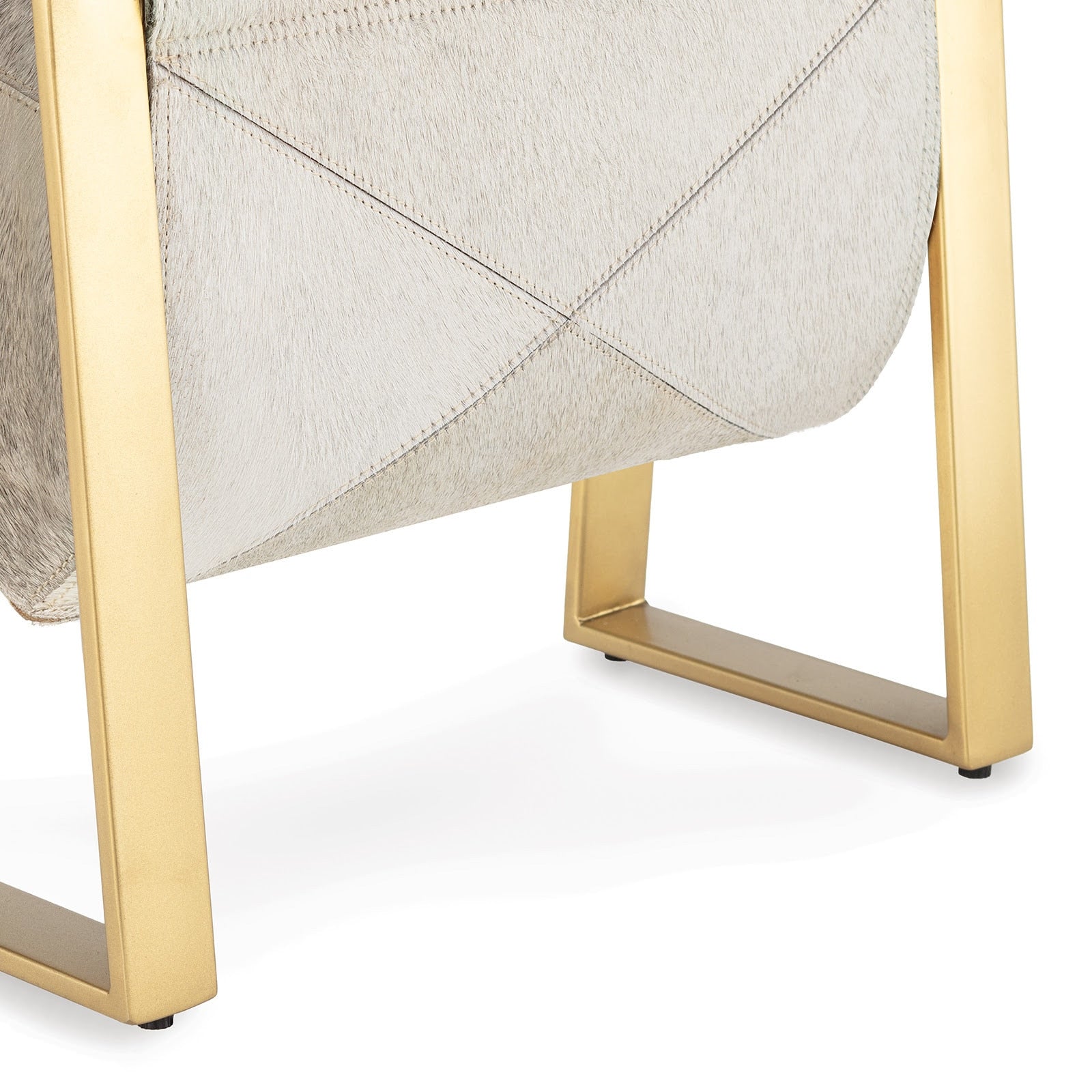 Regina Andrew Andres Hair on Hide Magazine Rack with brass frame and genuine hide detail