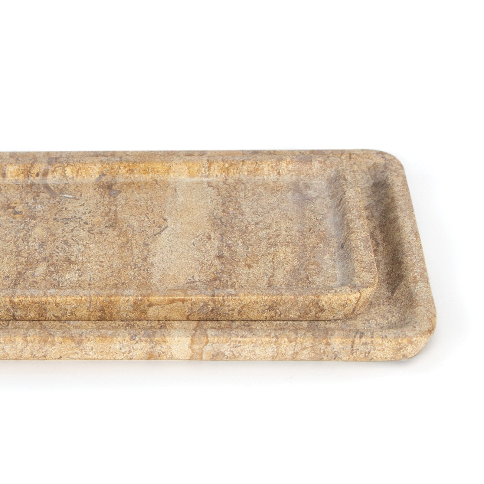 Rectangular stone tray on a white background