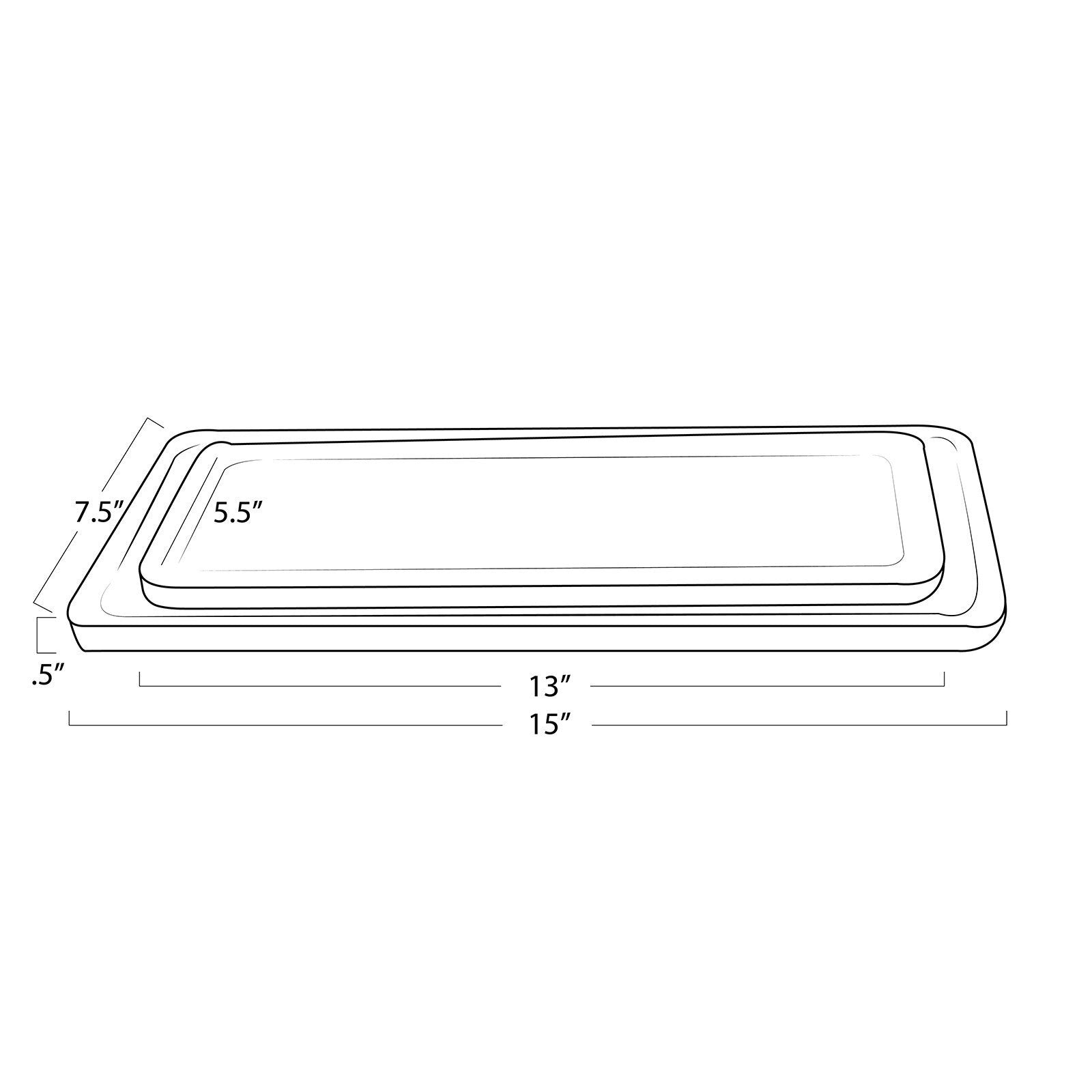 Measurement chart of a rectangular object with dimensions labeled.