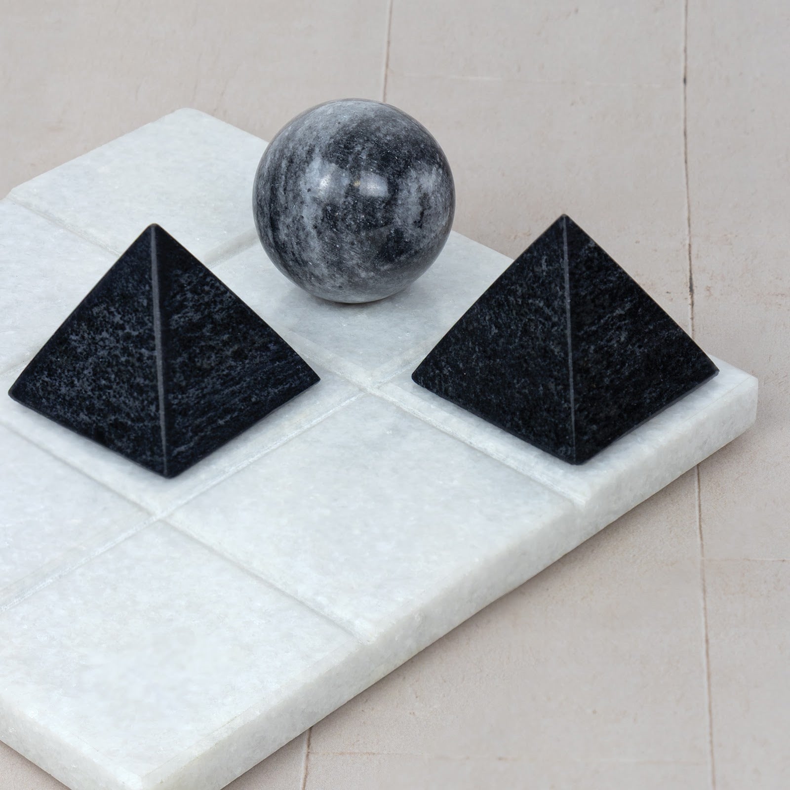 Tic Tac Toe Marble Board - Decorative Game Sculpture - Villa Decor & Design