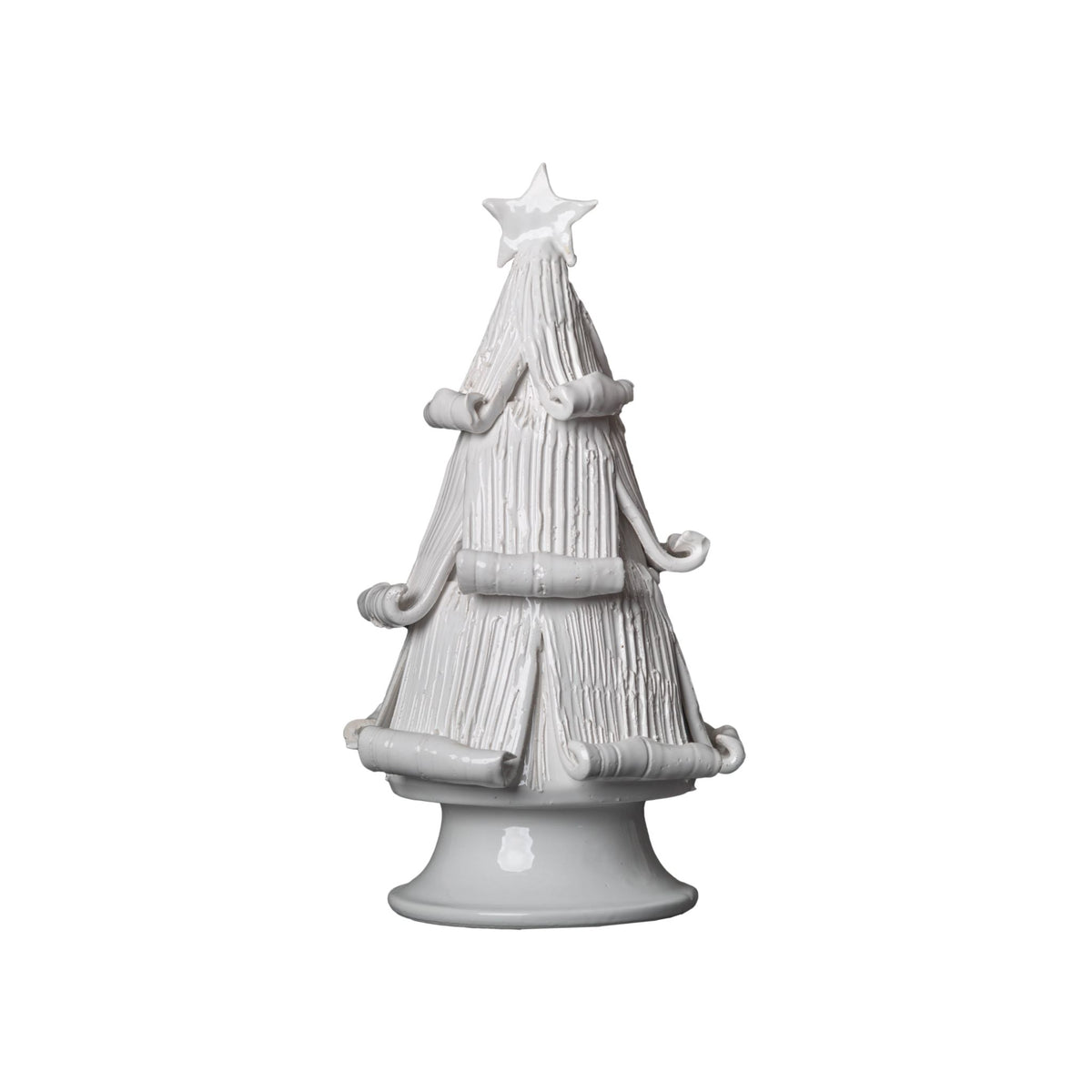 White Christmas Tree with Curled Branches – Handmade in Italy | Large & Medium