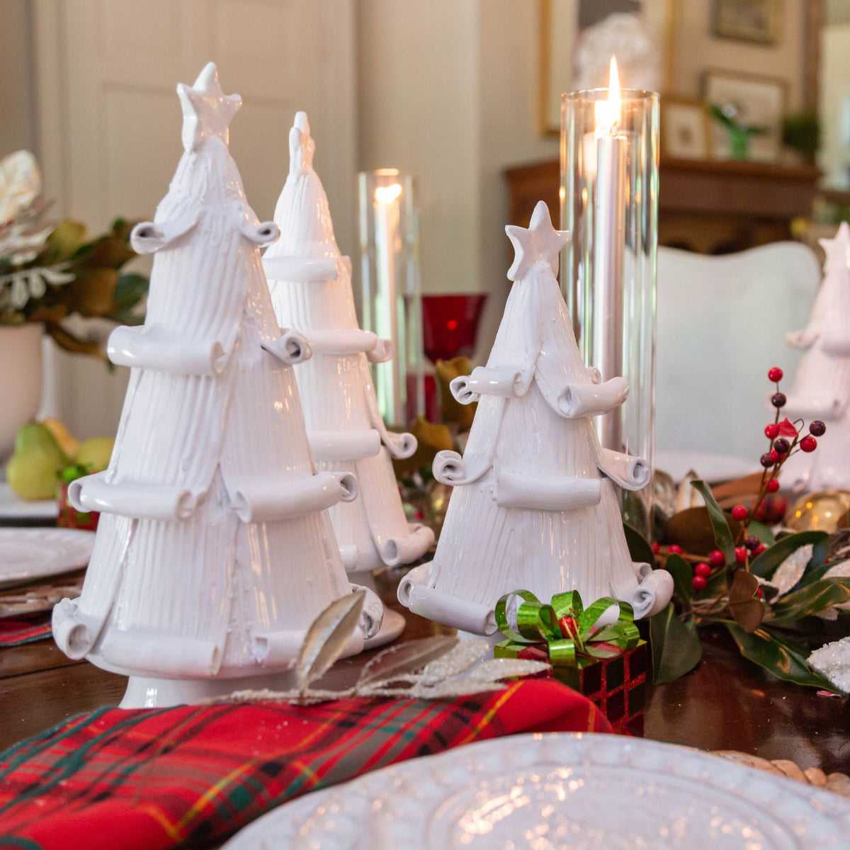 White Christmas Tree with Curled Branches – Handmade in Italy | Large & Medium