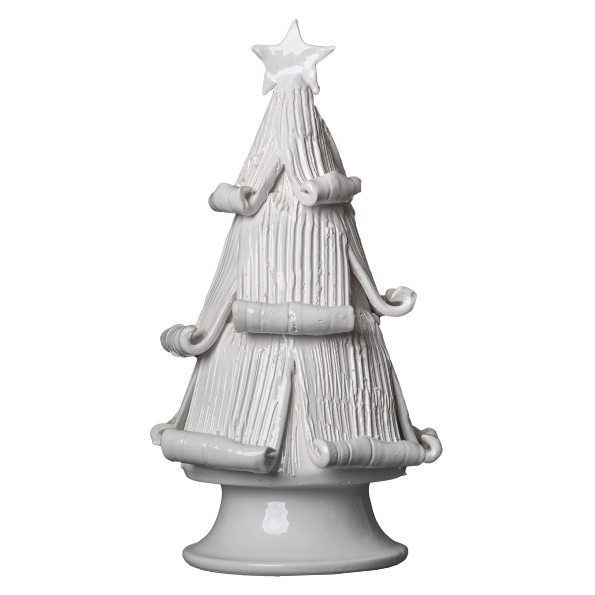 White Christmas Tree with Curled Branches – Handmade in Italy | Large & Medium