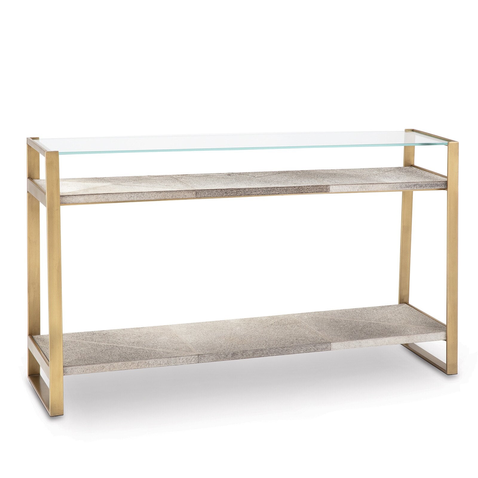 Andres Hair on Hide Console - 54" Large Metal & Hide Entry Table - Villa Decor & Design