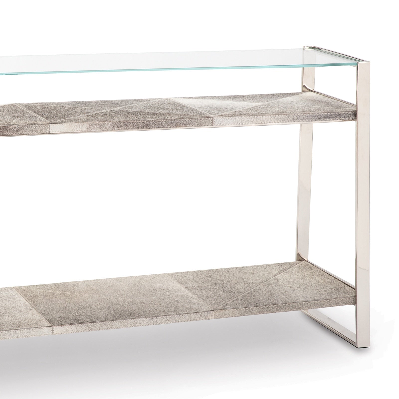 Andres Hair on Hide Console - 54" Large Metal & Hide Entry Table - Villa Decor & Design