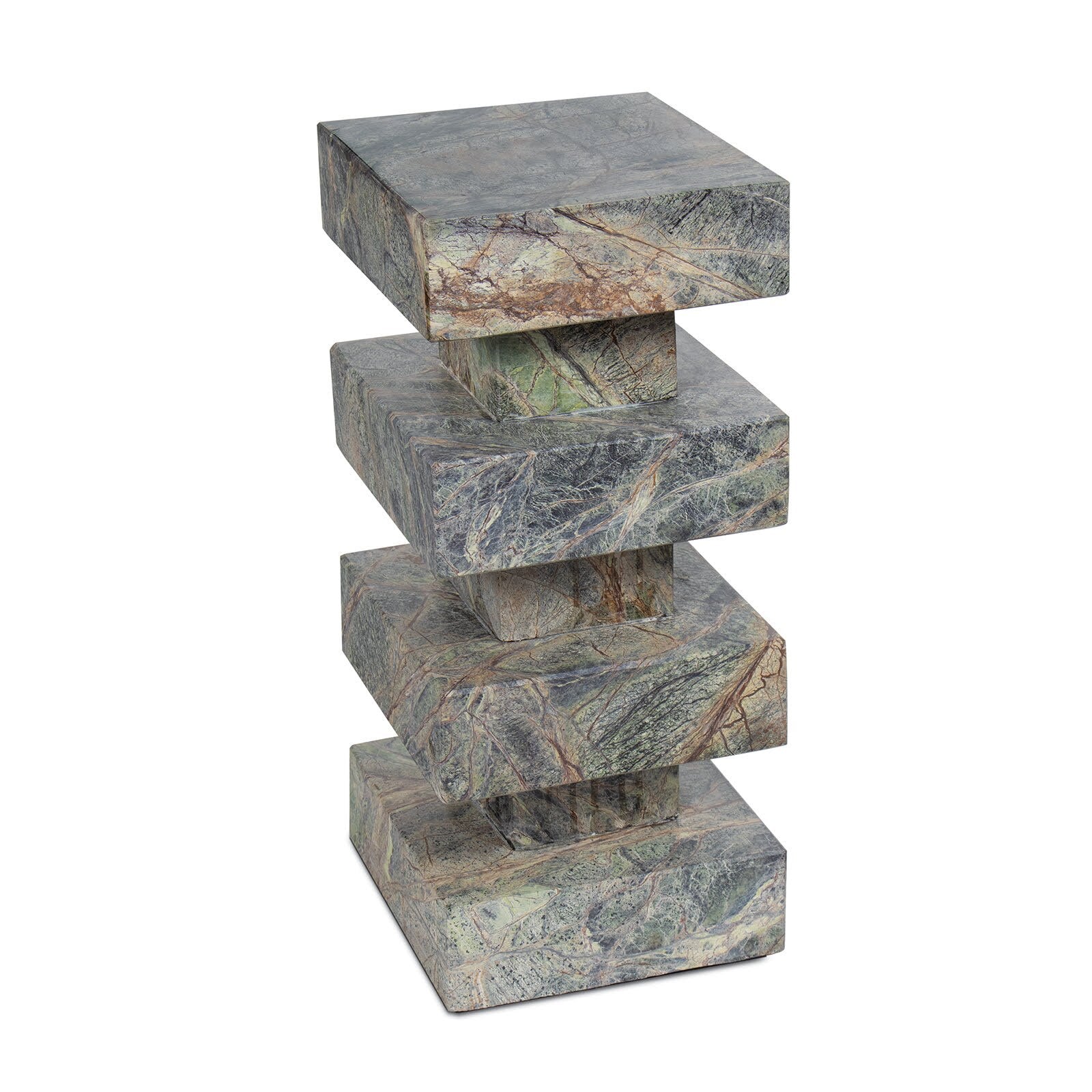 Charli Marble Accent Table - Modern Sculptural Square - Villa Decor & Design