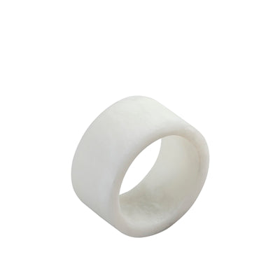 Set of 8 elegant white resin napkin rings in minimalist box for sophisticated dining decor