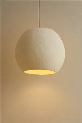 Paper Mache Pendant Light - Off-White Recycled Paper | Small or Large - Villa Decor & Design
