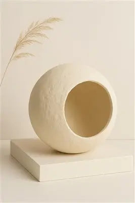 Paper Mache Pendant Light - Off-White Recycled Paper | Small or Large - Villa Decor & Design