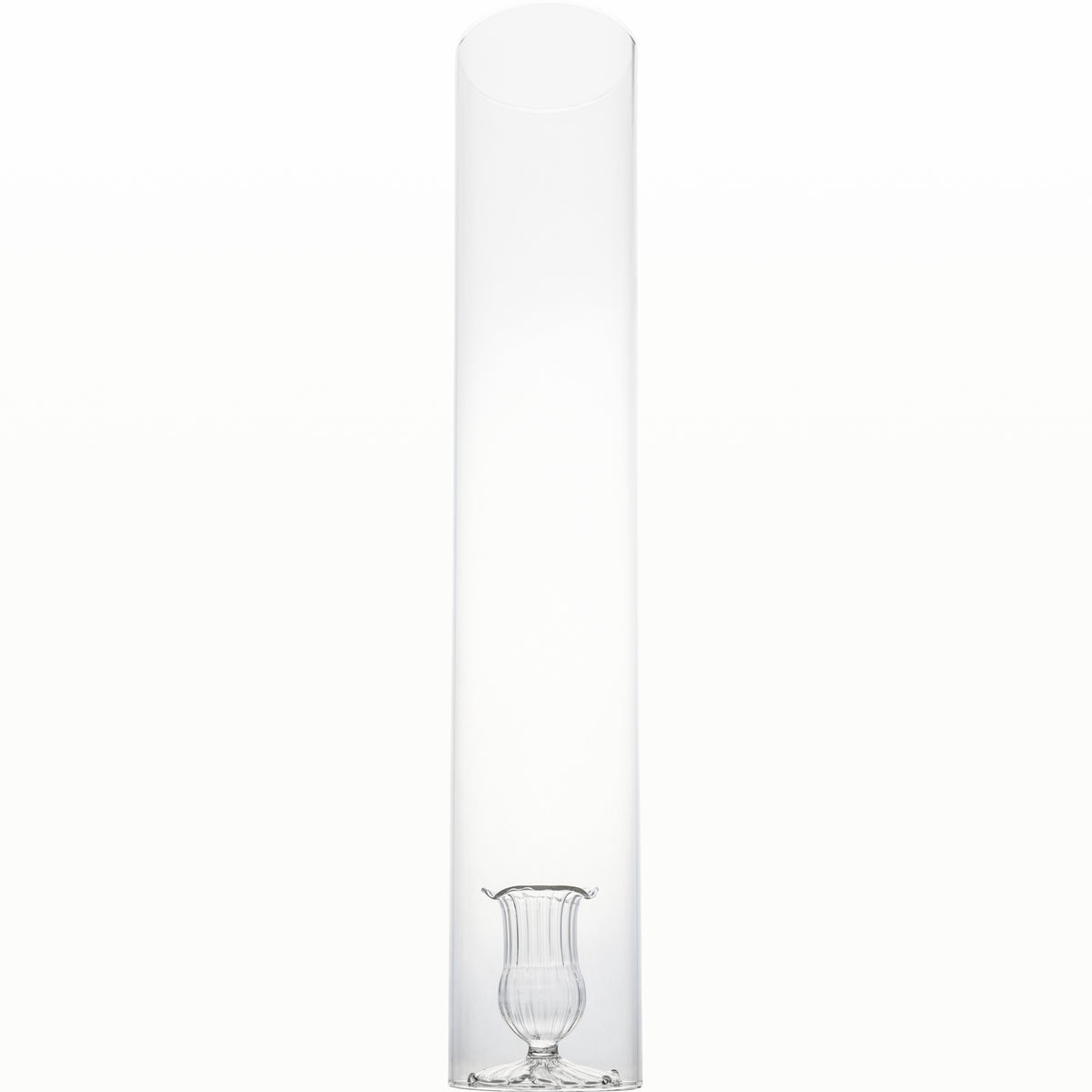2-Piece Clear Candleholder with Cylinder – Clear or Gold Trim (Set of 4)