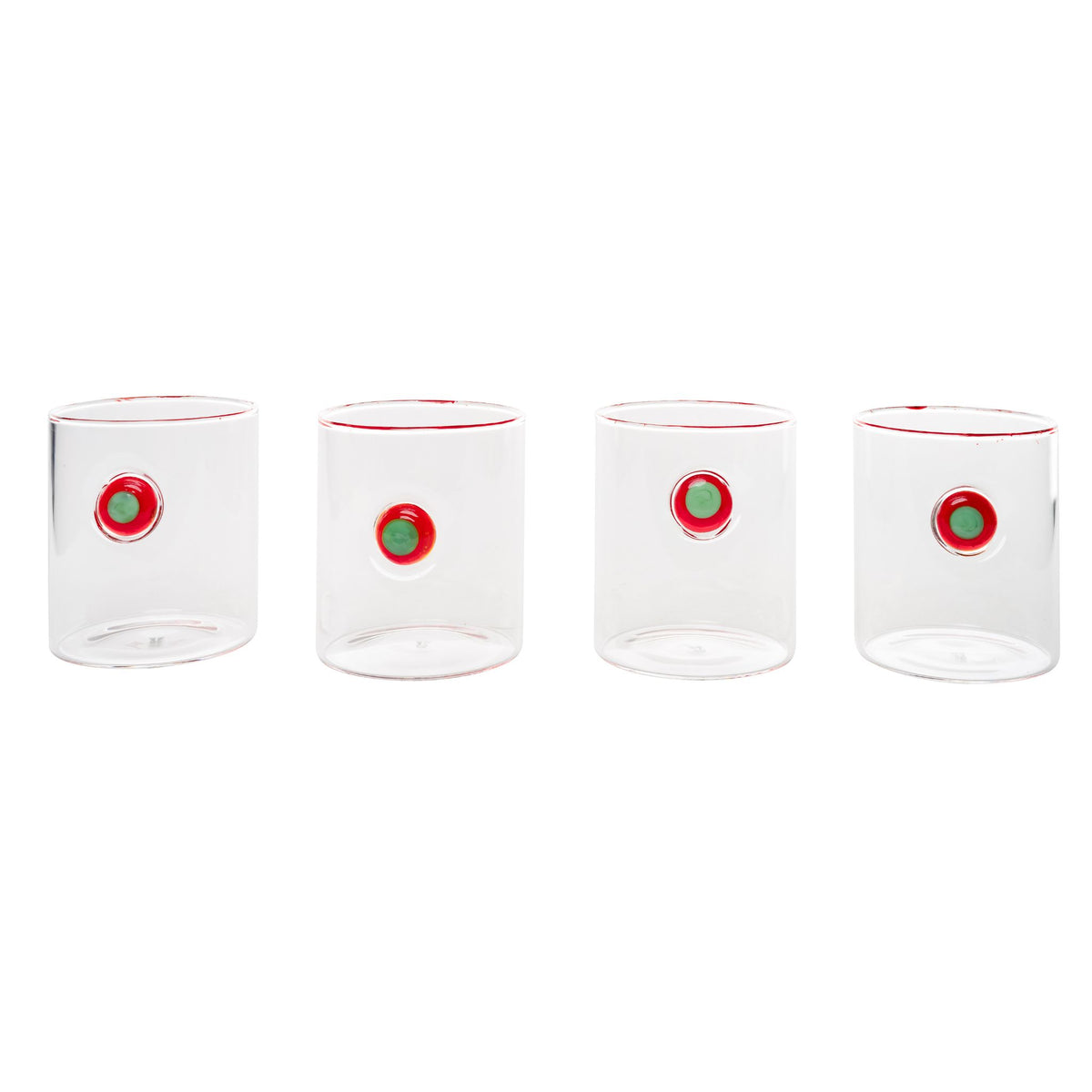 Medallion Christmas Tumblers – Set of 4 Red & Green Holiday Glasses