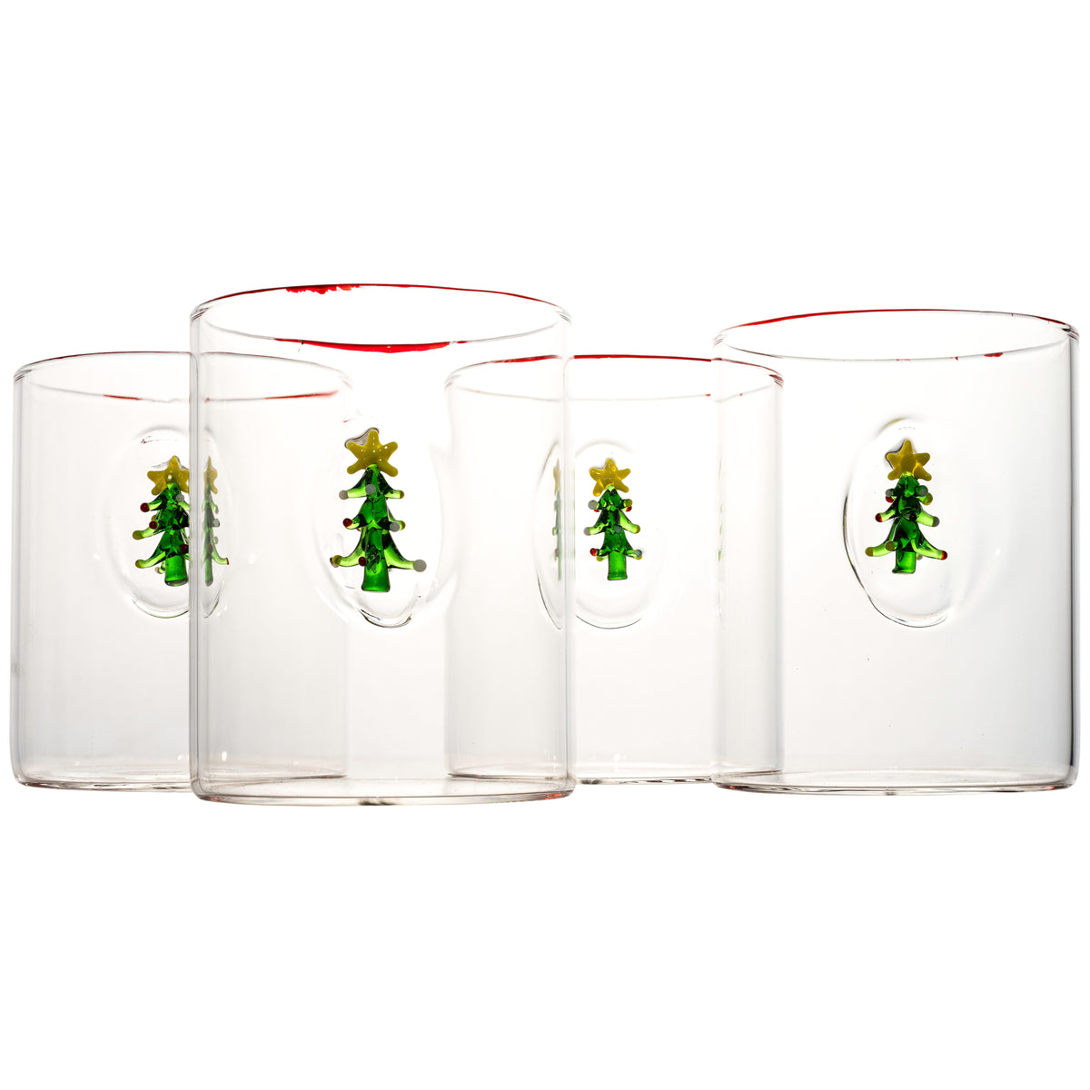 Christmas Tree Hiball Glasses – Set of 4 Holiday Drinkware