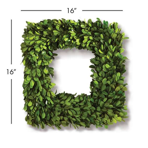 Boxwood Wreath (Square) - 16" Preserved Real Boxwood Napa Home & Garden