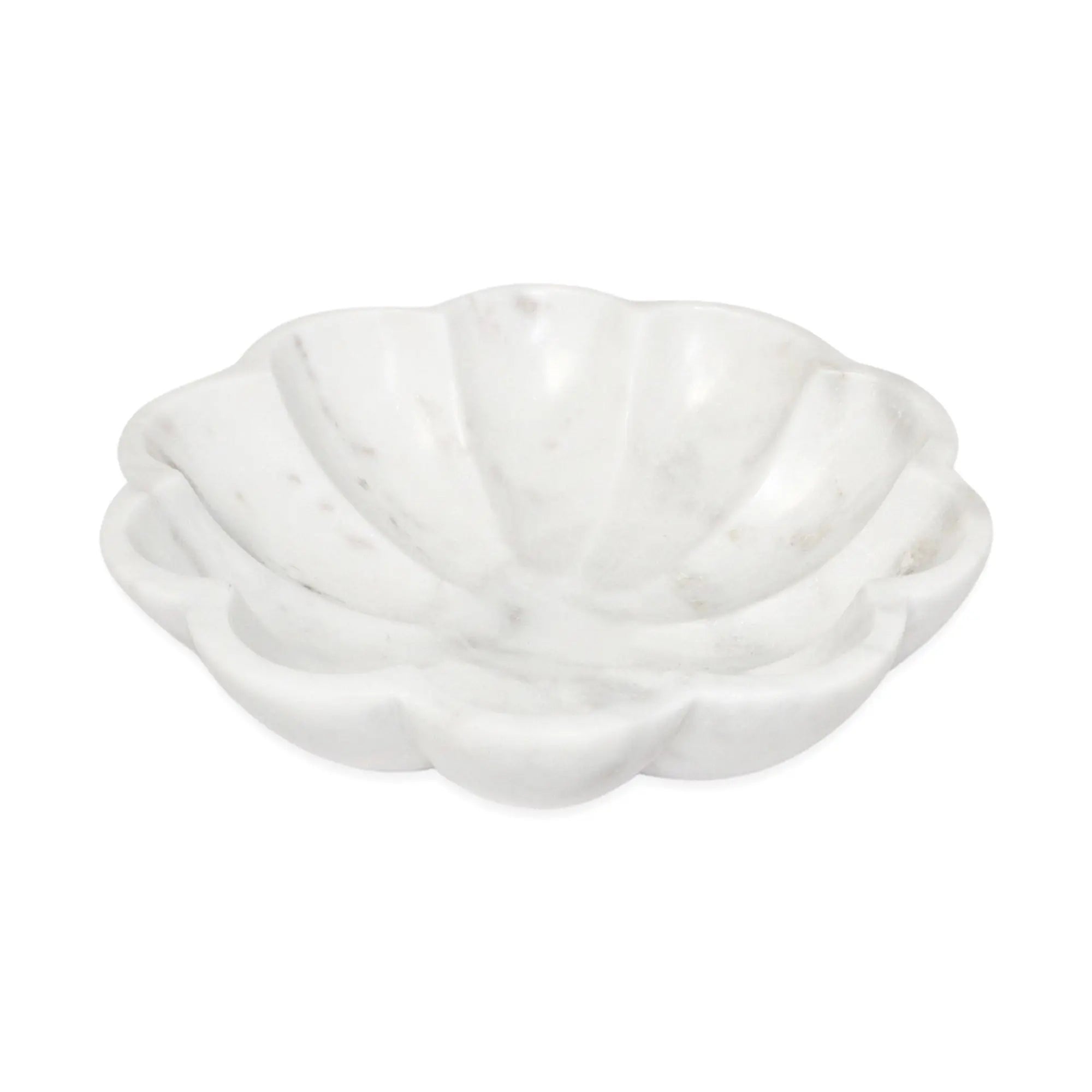 White Marble Lotus Bowl - Sculptural Floral Design (7" or 9") - Villa Decor & Design