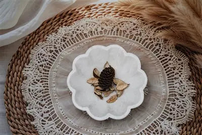 White Marble Lotus Bowl - Sculptural Floral Design (7" or 9") - Villa Decor & Design