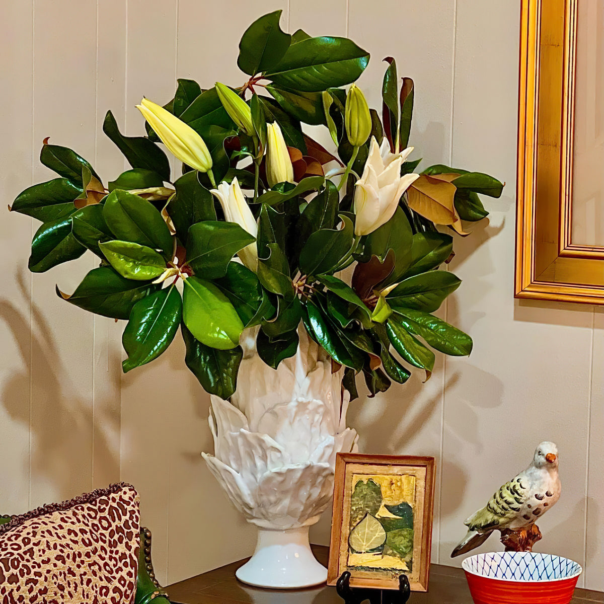 Foliage Ceramic Footed Vase - Italian Handcrafted Accent - Villa Decor & Design