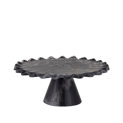 Large Black Resin Cake Stand with modern matte finish for desserts or decorative display