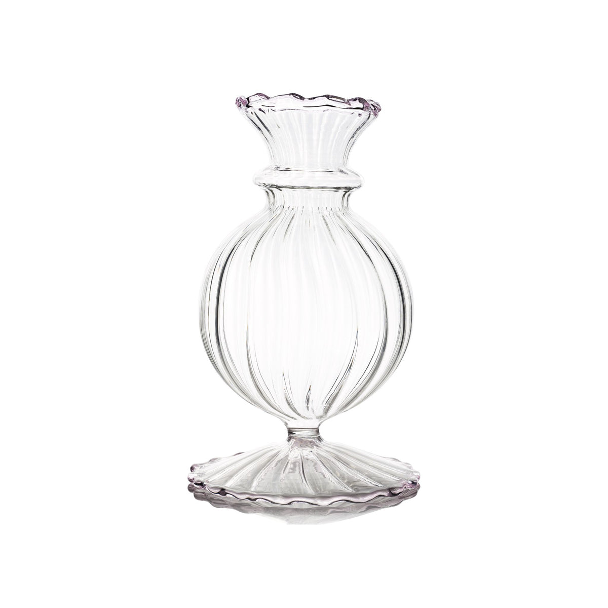 Miss Annie Bud Vase Pink Trim, unique flower vase, glass floral design