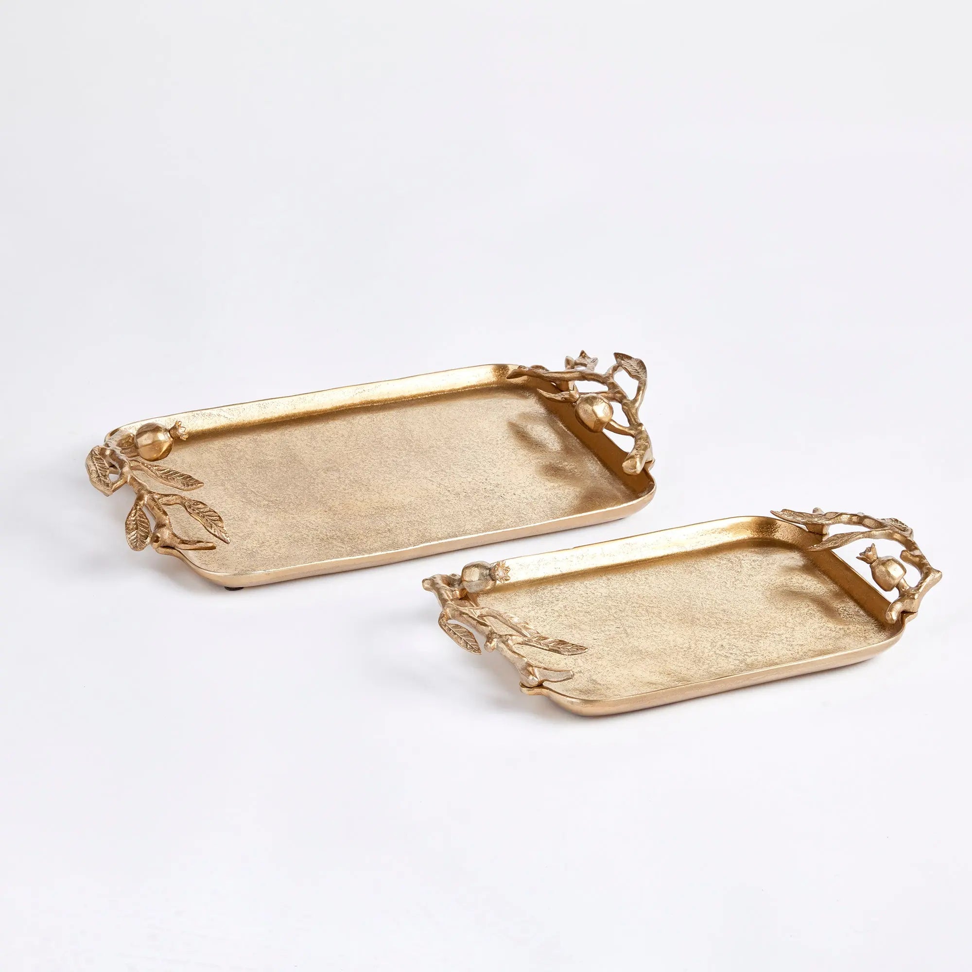 POMEGRANATE BRANCH DECORATIVE TRAYS, SET OF 2 Villa Decor & Design