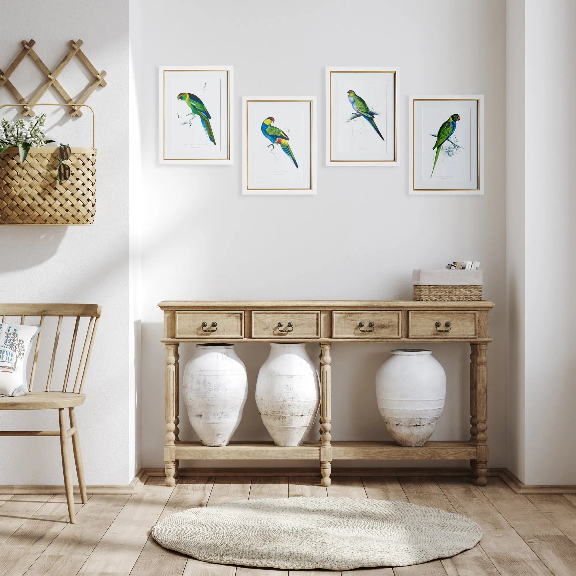 COLORFUL PARROT PRINTS, SET OF 4 Villa Decor & Design