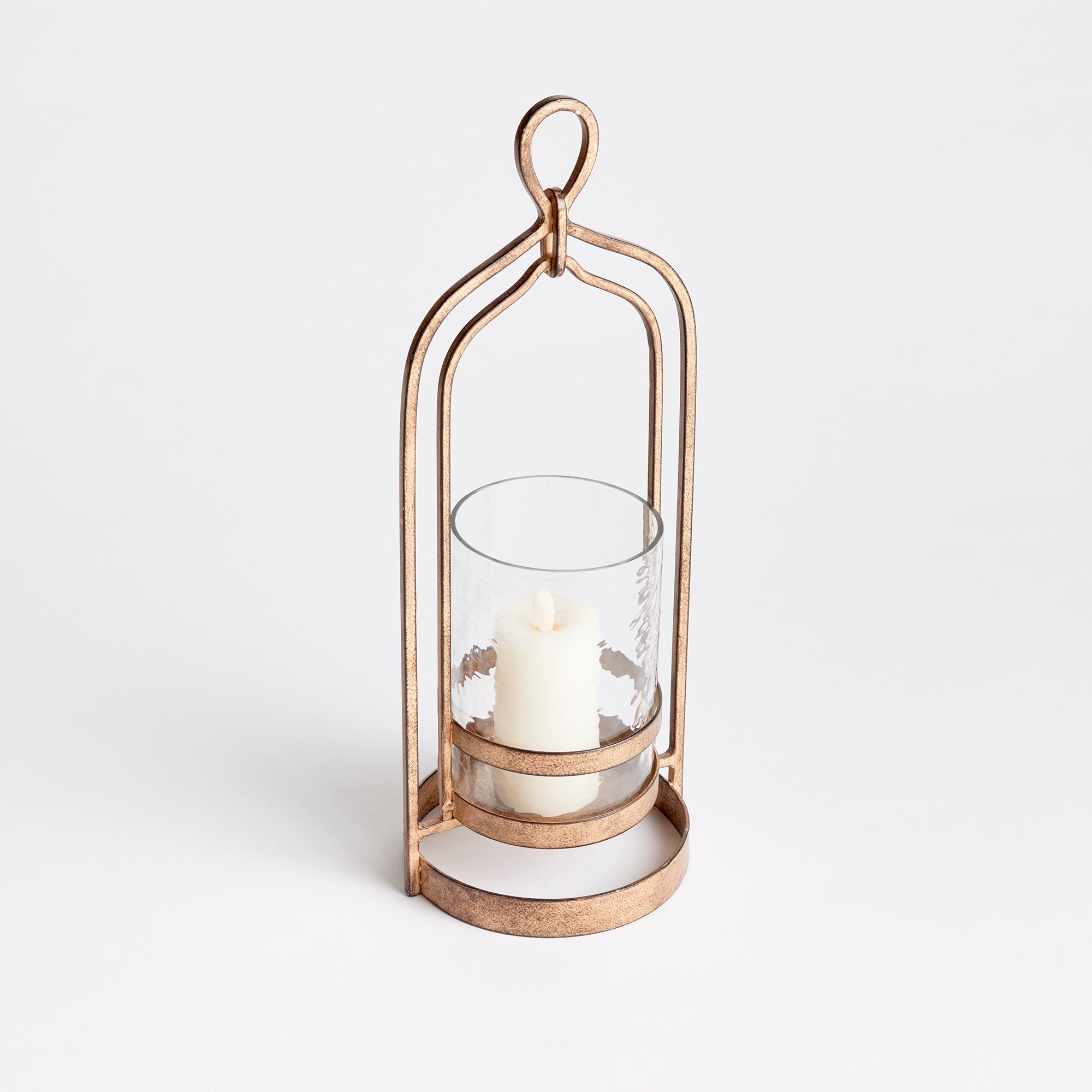 Small Amara gold hurricane with hammered glass