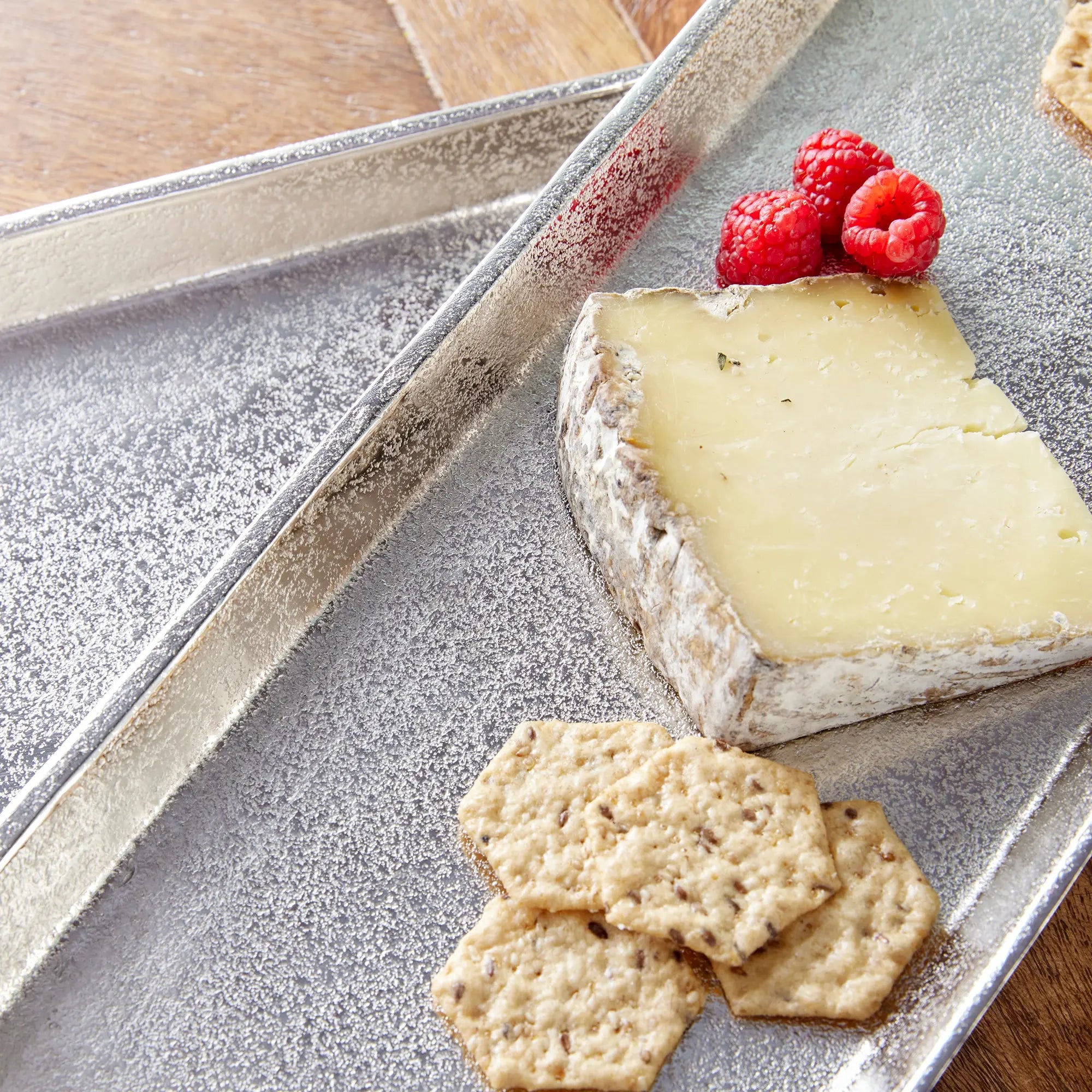 Helena Long Decorative Trays - Set of 2 Silver & Rattan Aluminum Trays Napa Home & Garden