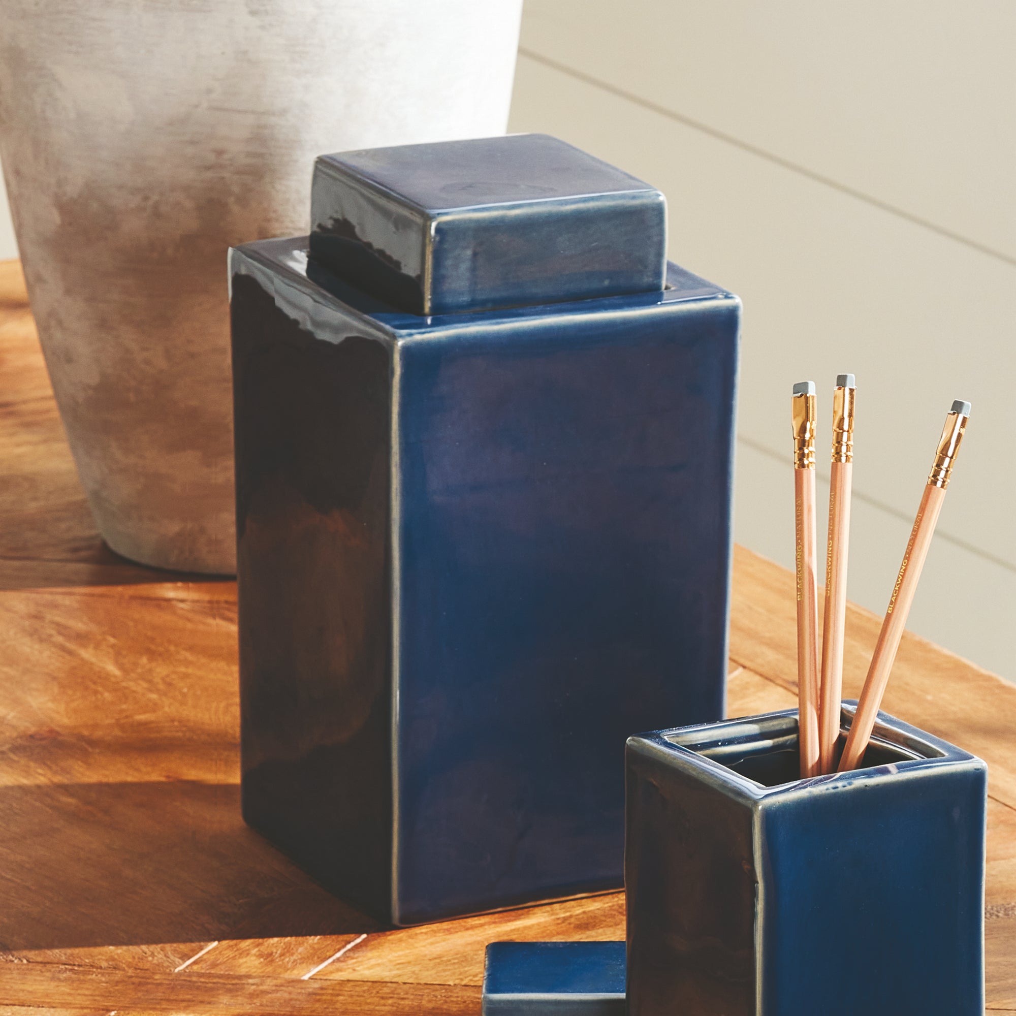Ophelia Ceramic Lidded Jar – Cream or Blue | 4 Sizes