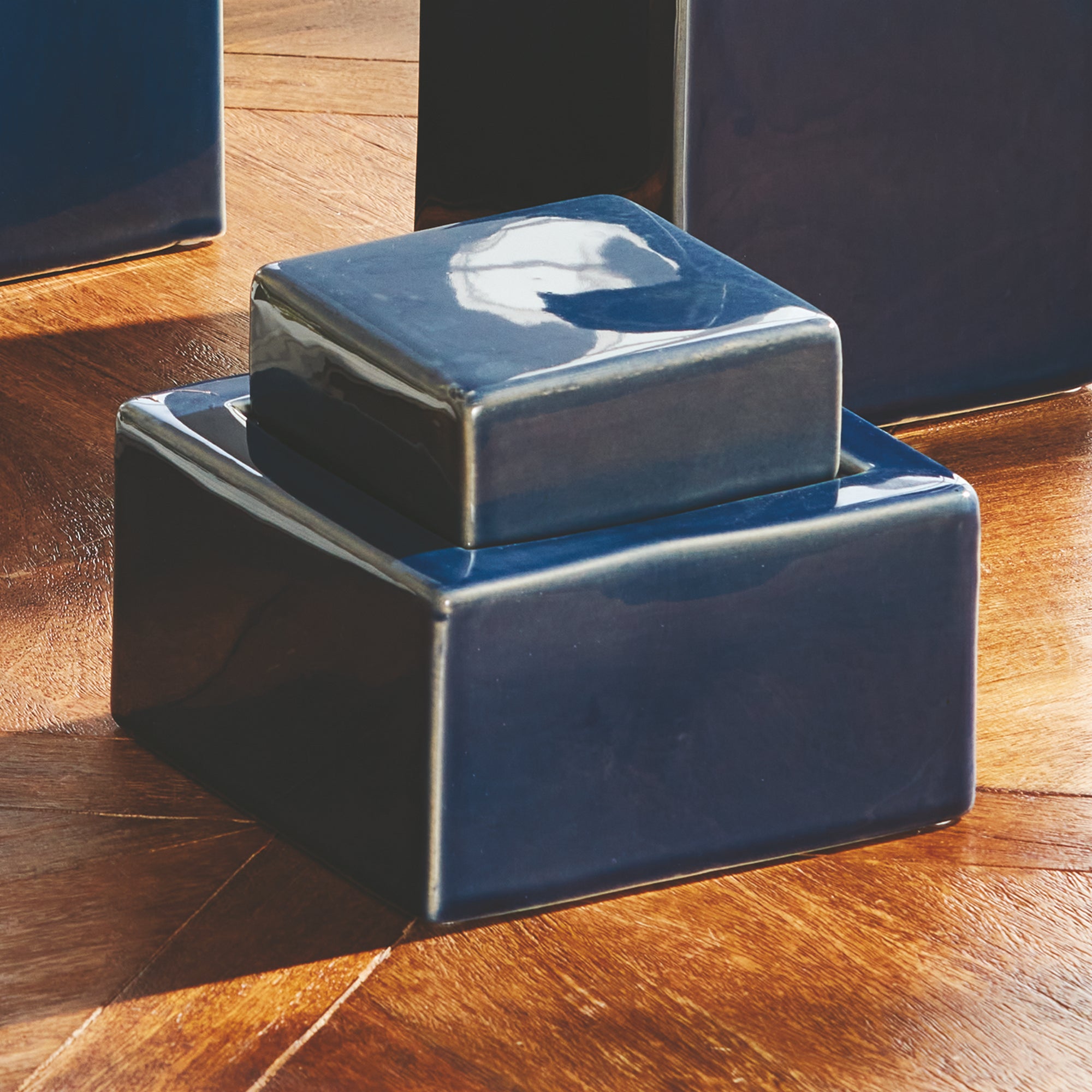 Ophelia Ceramic Lidded Jar – Cream or Blue | 4 Sizes