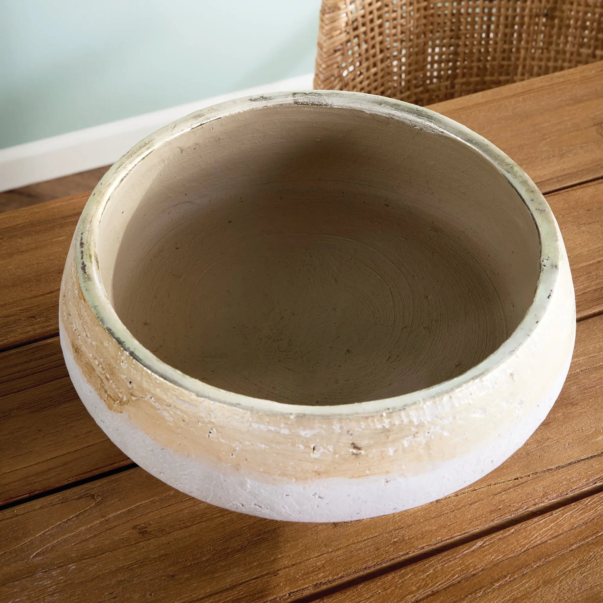 Maude Footed Decorative Bowl - Hand-Dipped Champagne Terracotta Napa Home & Garden