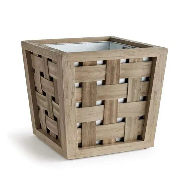 Chatham Planter - Gray Washed Handwoven Teak Wood Napa Home & Garden