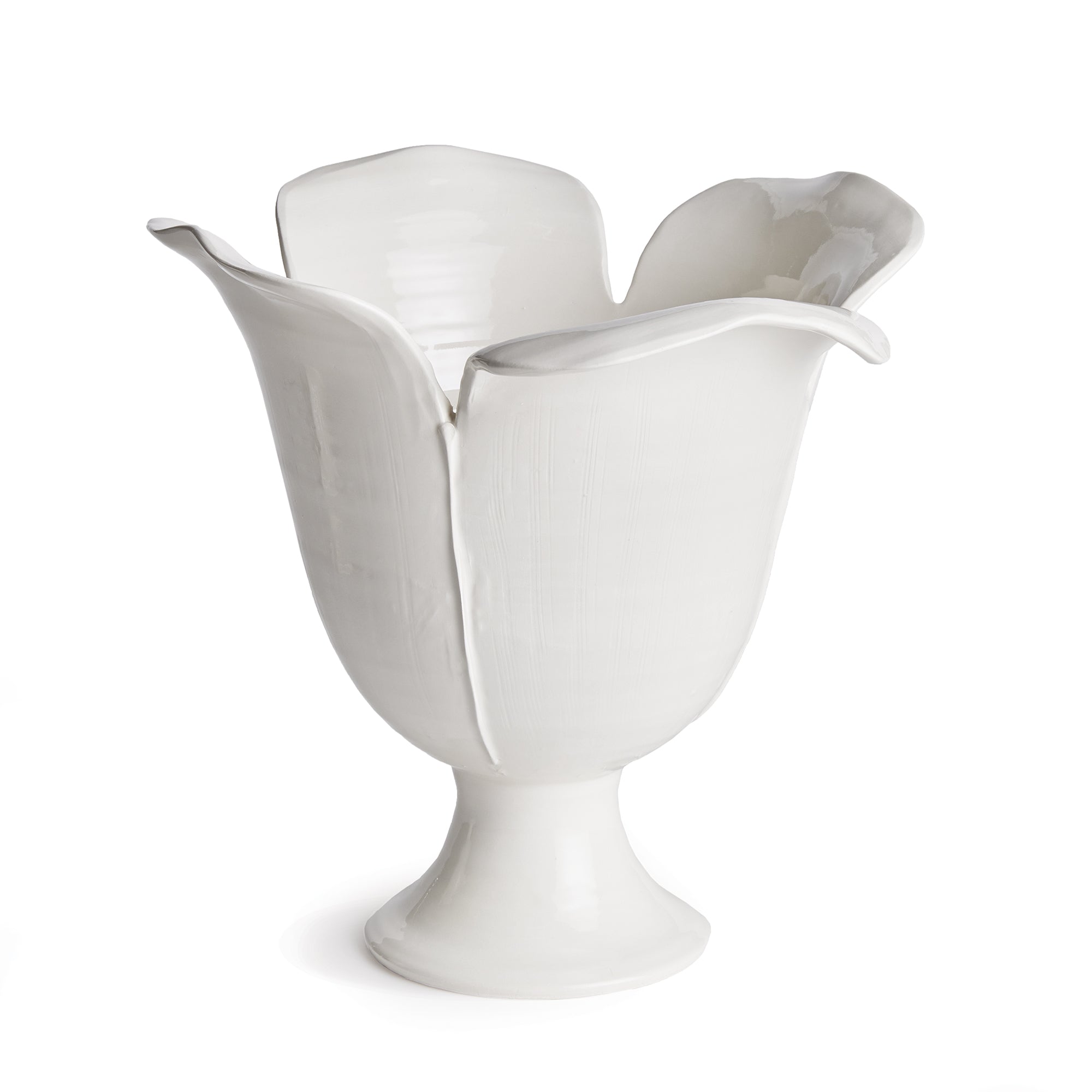 Handmade Petalo Vase  - Large in White glaze with sculpted petal details